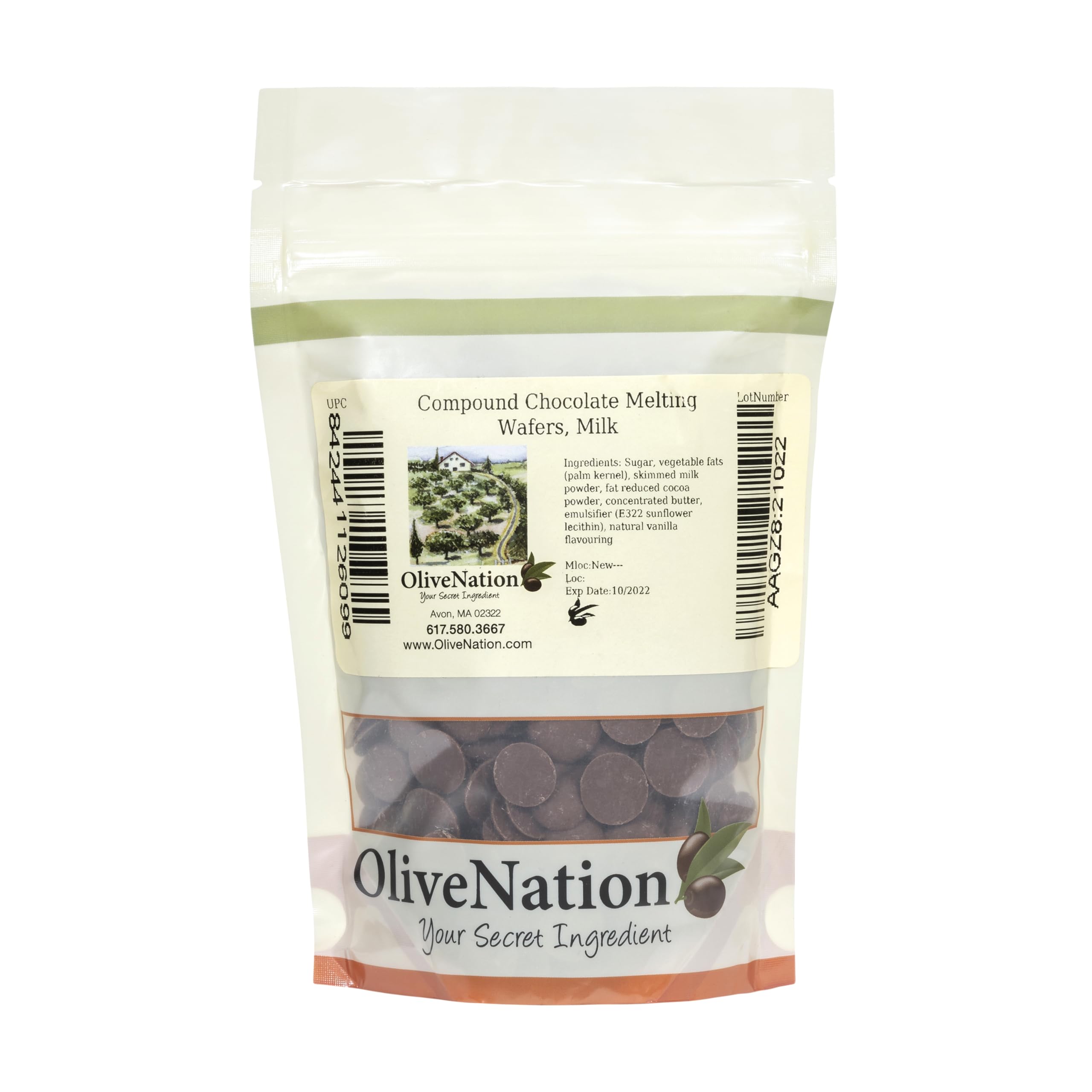 Premium Gluten-Free Milk Chocolate Melting Wafers for Baking - 22.05 lb Bulk Pack | Perfect for Cookies, Muffins, Cakes, Ice Cream & Chocolate Chips | OliveNation Compound Chocolate for Professional & Home Baking