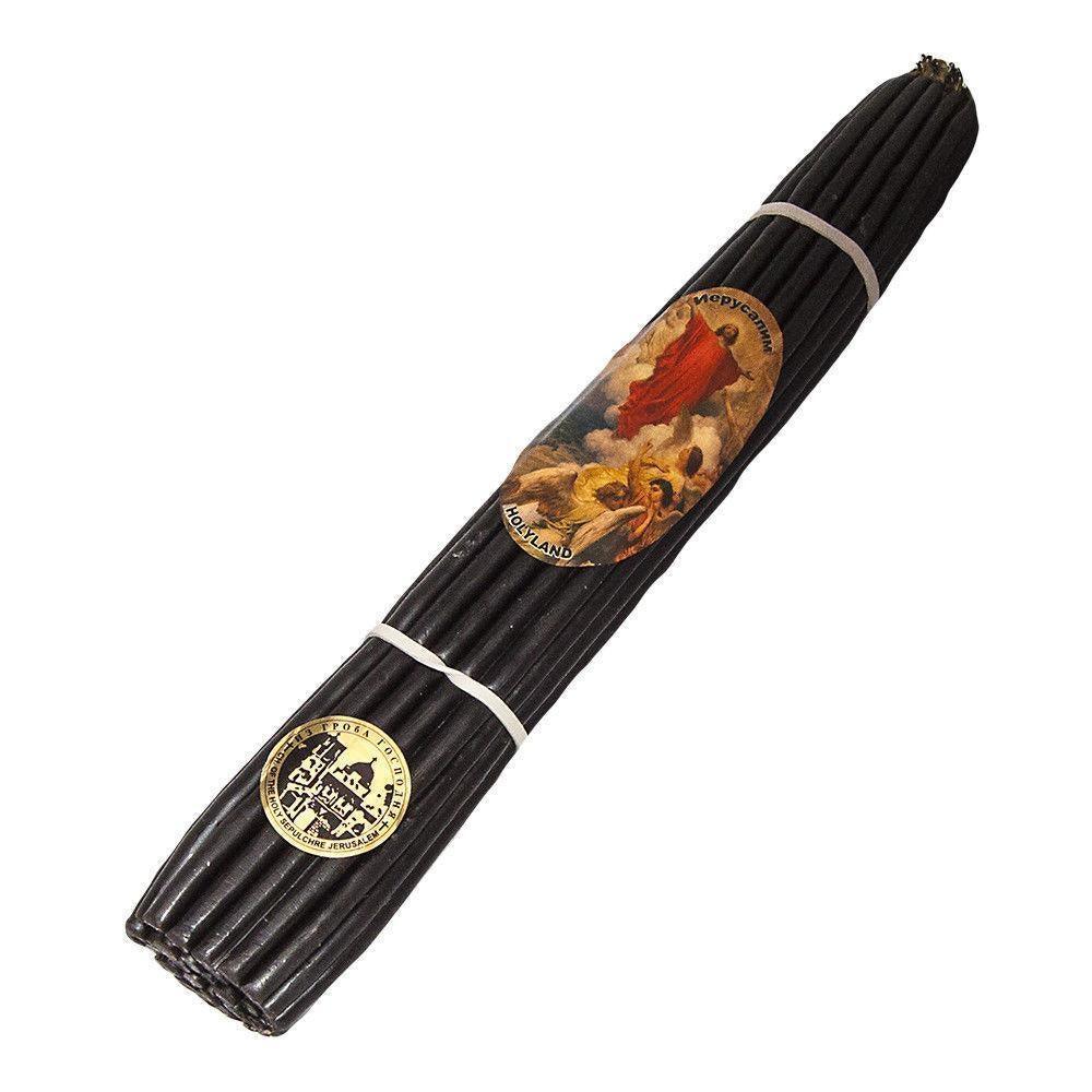 33 Jerusalem Black Candles - 100% Pure Beeswax - Blessed in Church of Holy Sepulcher - 27cm Long - for Religious Ceremonies, Home Altar & Spiritual Practices