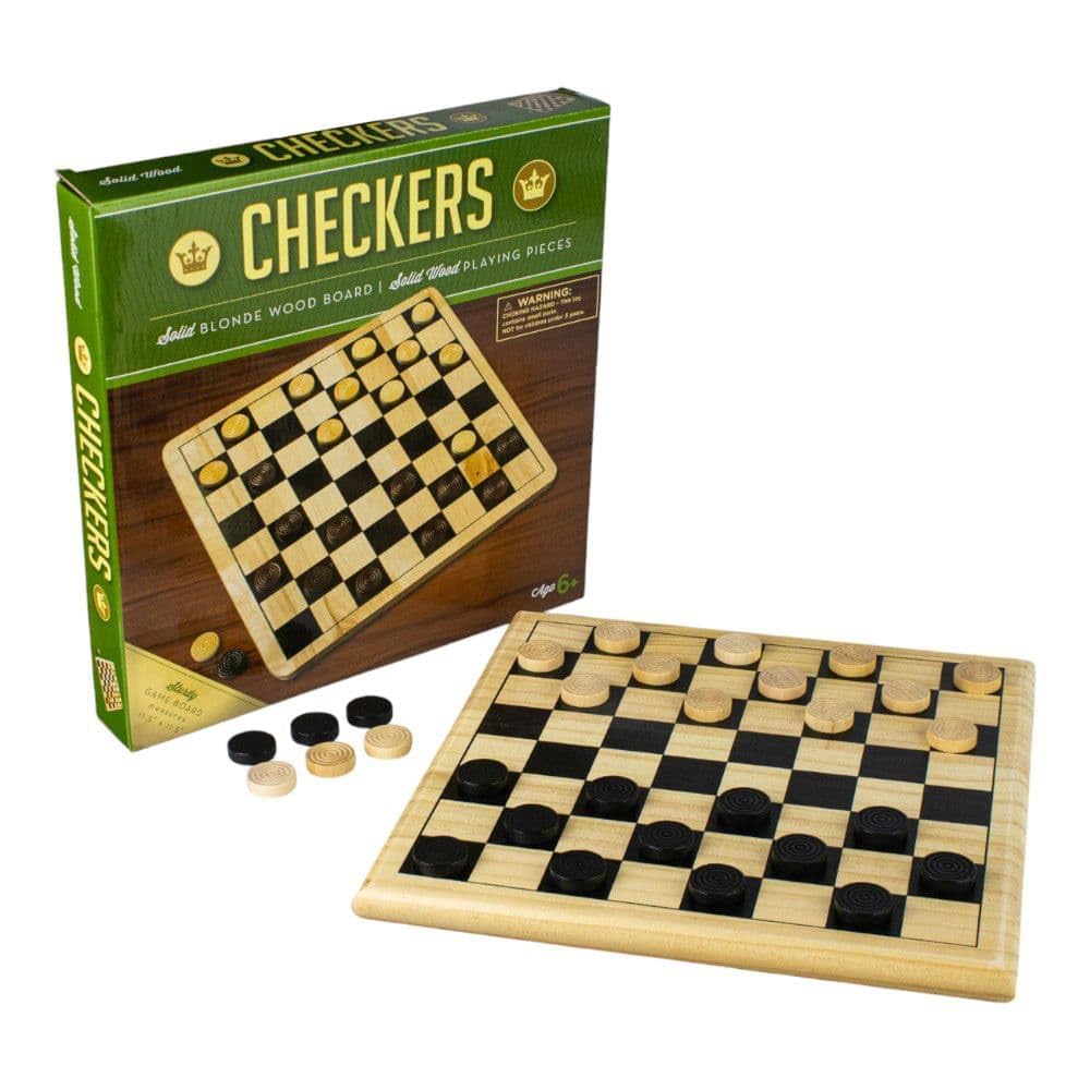 Premium Natural Wood Checkers Board Set - Classic Strategy Game for Family Fun, Travel & Indoor Entertainment
