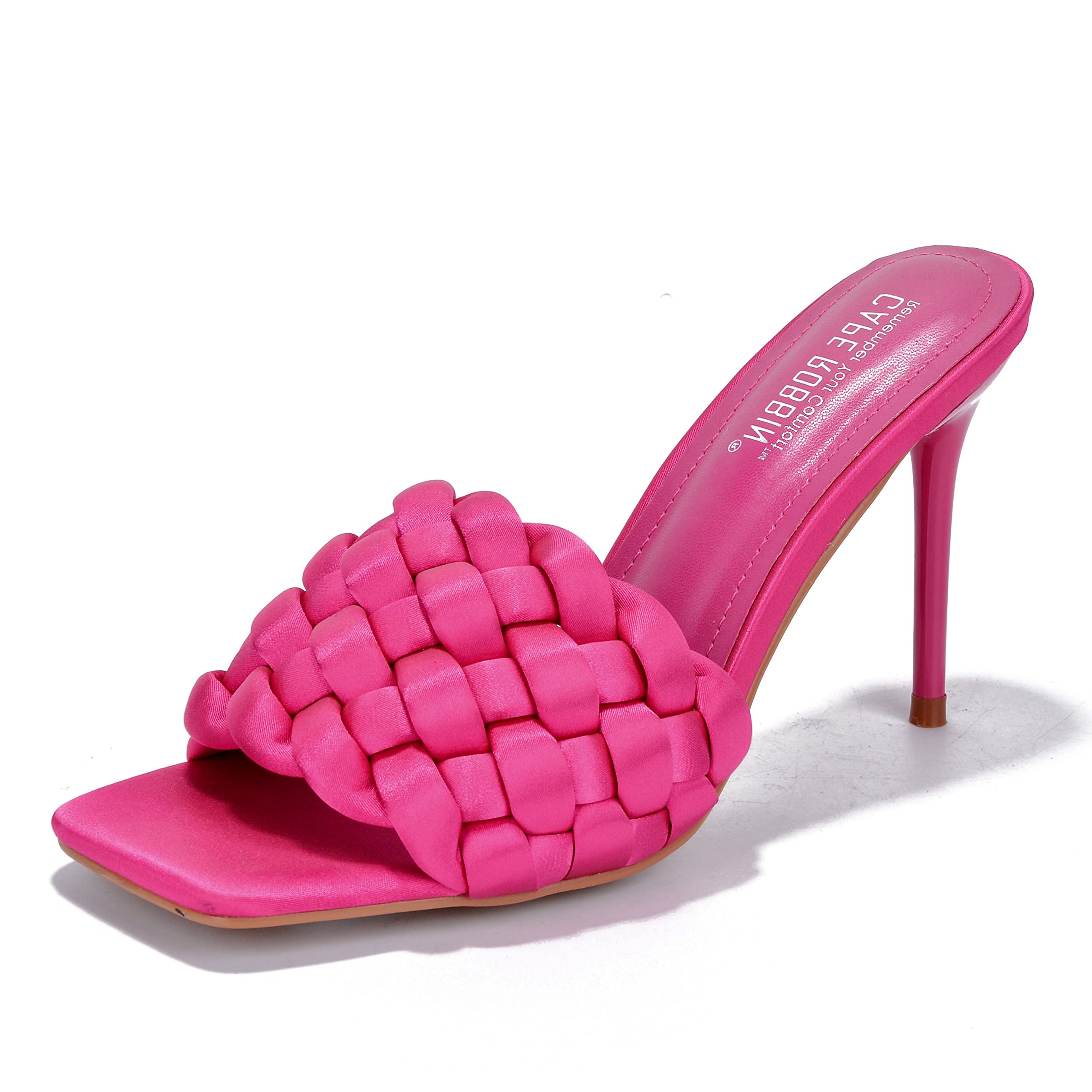 Cape Robbin Miella Stiletto High Heels for Women - Elegant Woven Square Open Toe Pumps | Perfect for Parties, Weddings & Evening Events