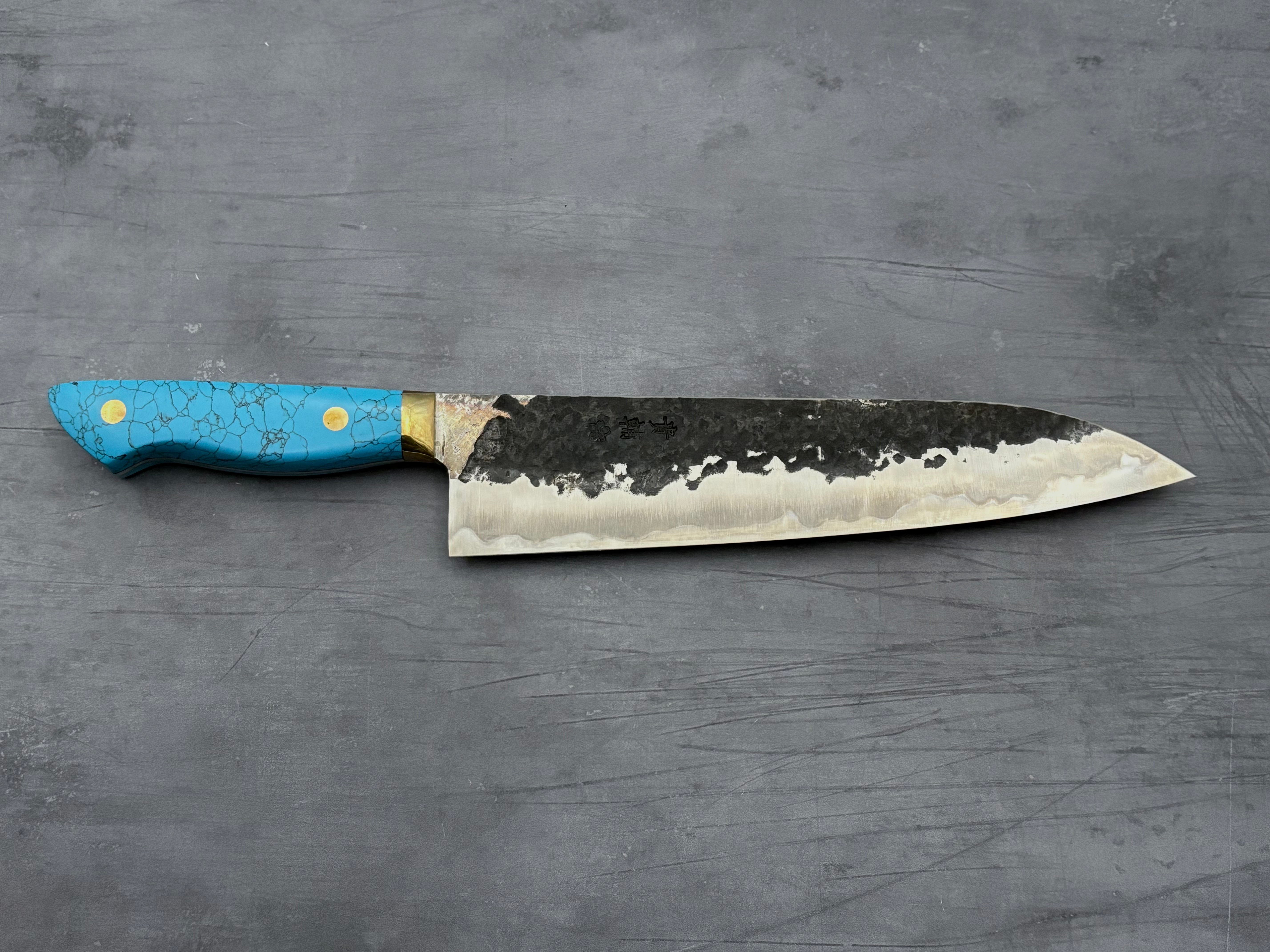 Premium Japanese Gyuto Knife 240mm - Kisuke Manaka Nakamura White #2 Steel - Perfect for Sushi, Meat Slicing & Professional Kitchen Use