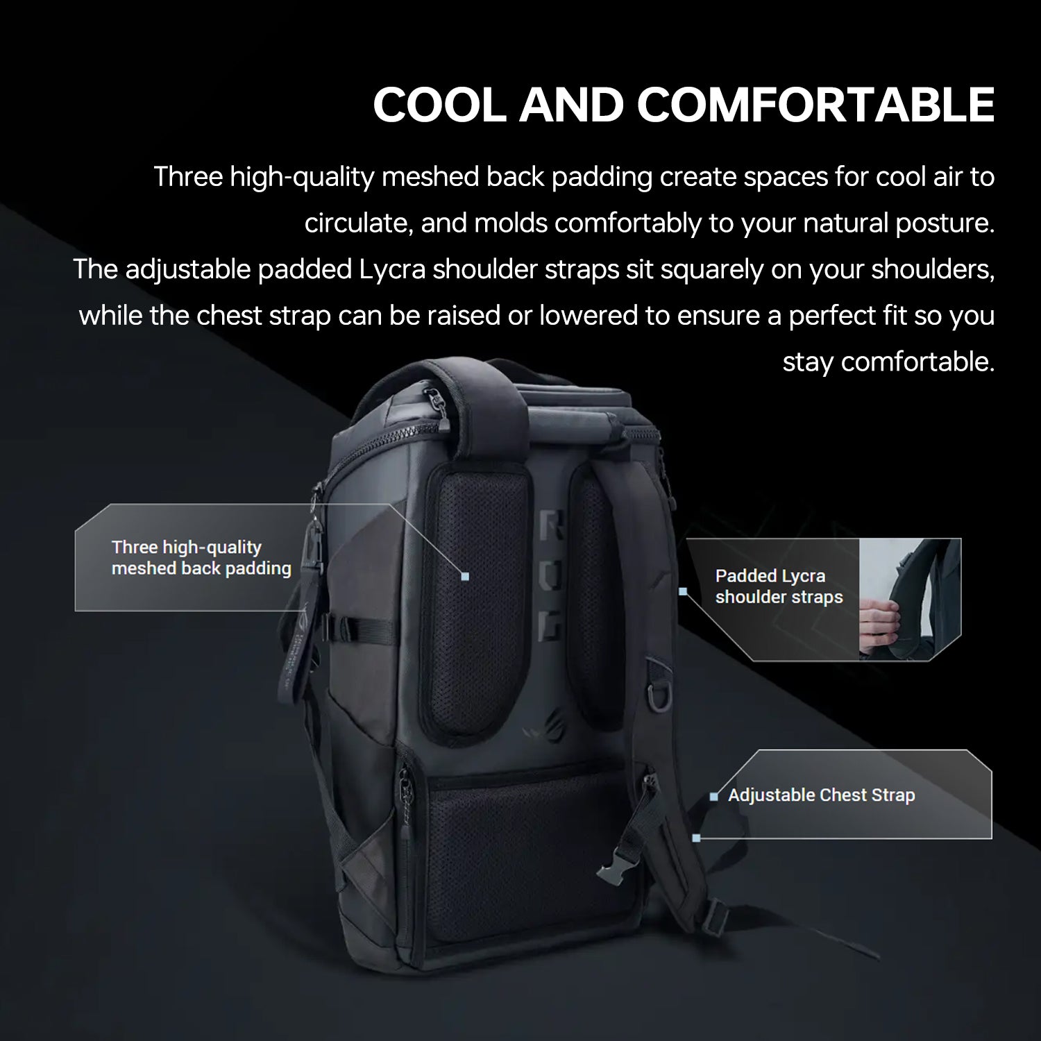 ASUS ROG RANGER BP2701 17.3 Inch Gaming Laptop Backpack with Luggage Strap - Water Resistant Travel Backpack for Gamers & Professionals - Perfect for School, Work, Travel & Esports Events