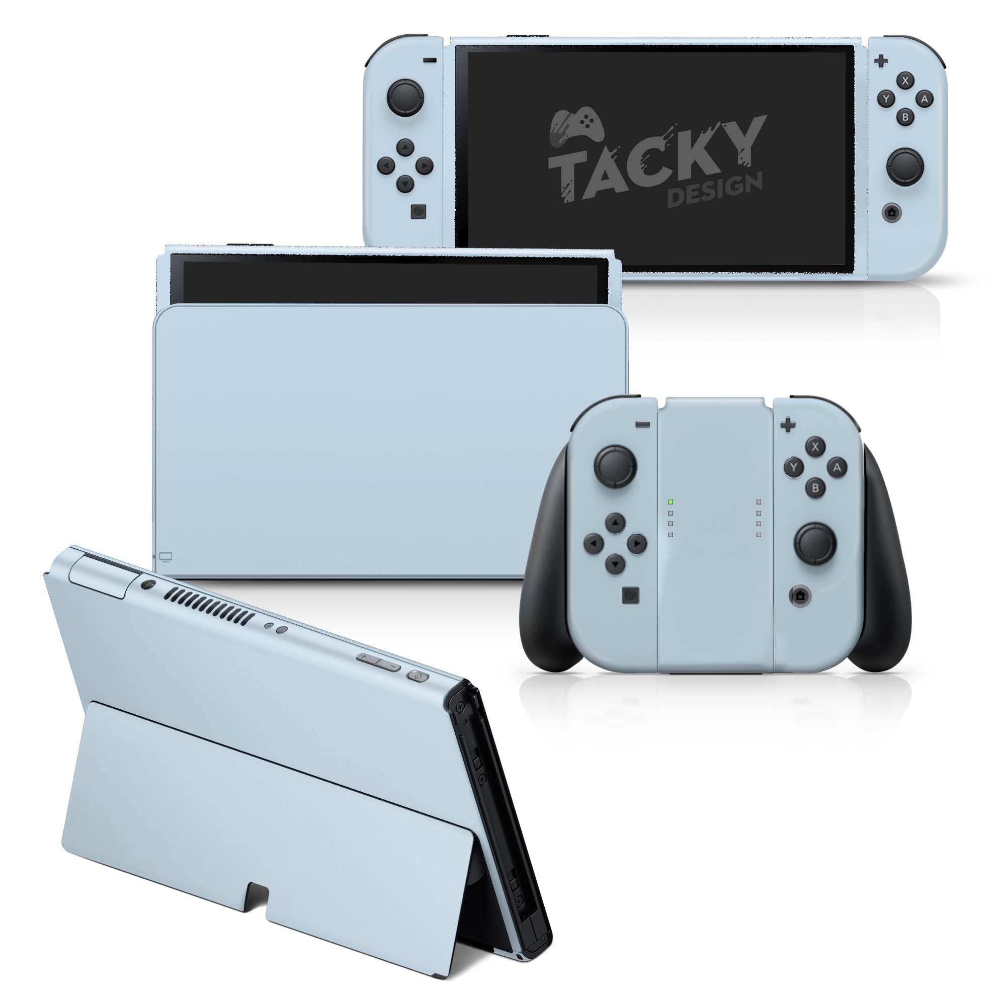 Premium 3M Vinyl Full Wrap Decal Skin for Nintendo Switch OLED - Classic Solid Color Design, Pastel Powder Blue | Protective Cover & Custom Stickers | Perfect for Gaming Protection & Personalization