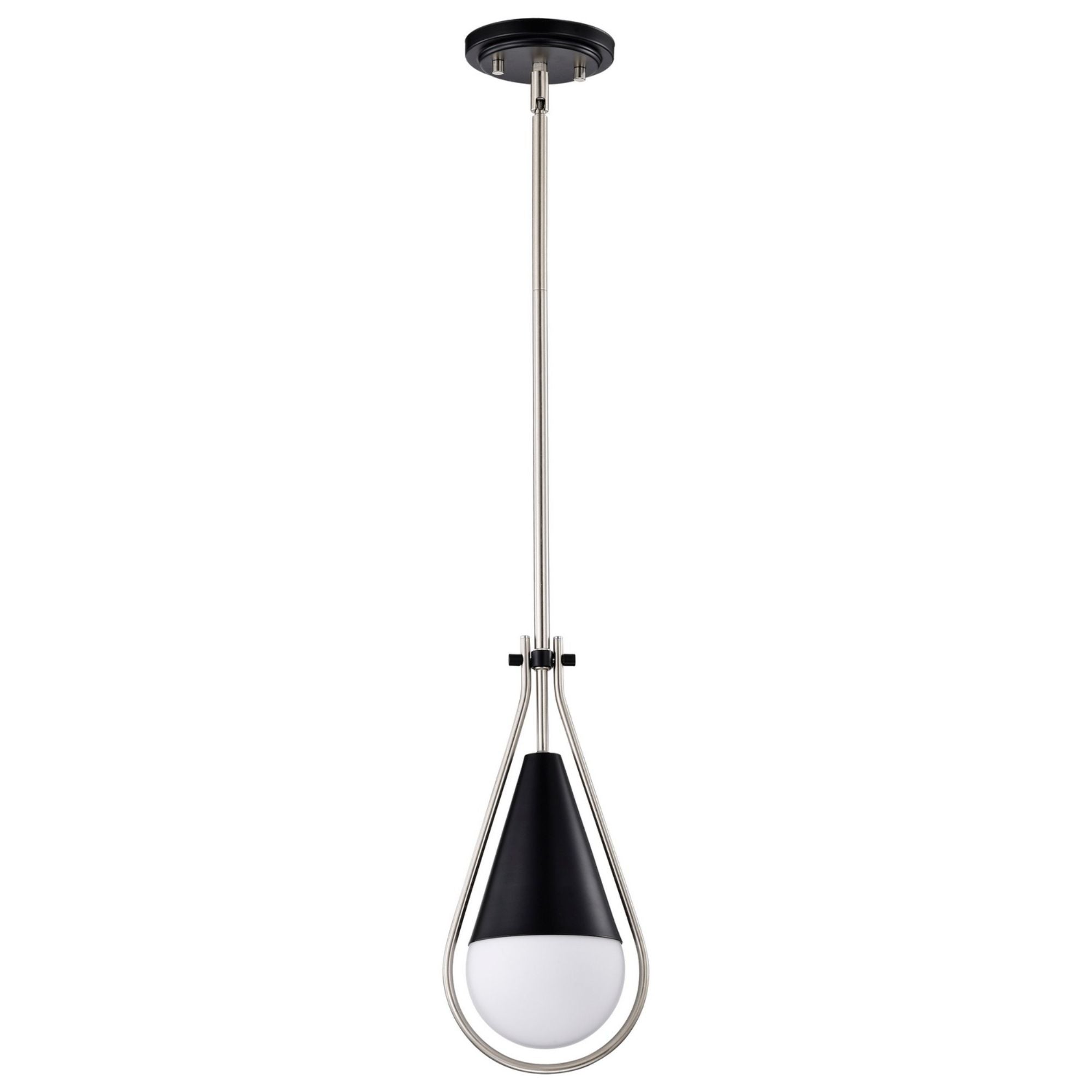 Admiral 1 Light Pendant Light with White Opal Glass - Modern Ceiling Fixture for Kitchen Island, Dining Room & Bedroom Lighting