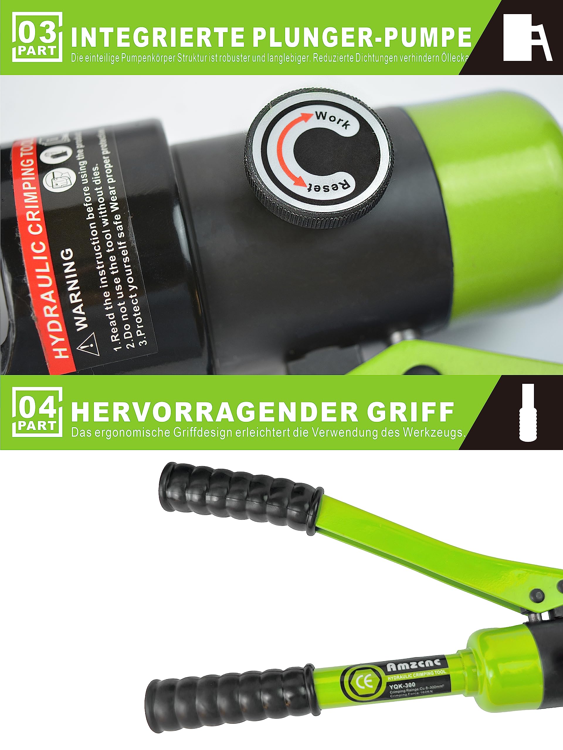 16 Ton Hydraulic Wire Crimper Tool with 13 Pairs Standard US Dies - Crimps 6 AWG to 600 MCM for Battery Cable & Lug Terminals | Professional Electrical, Automotive & Marine Wiring Applications