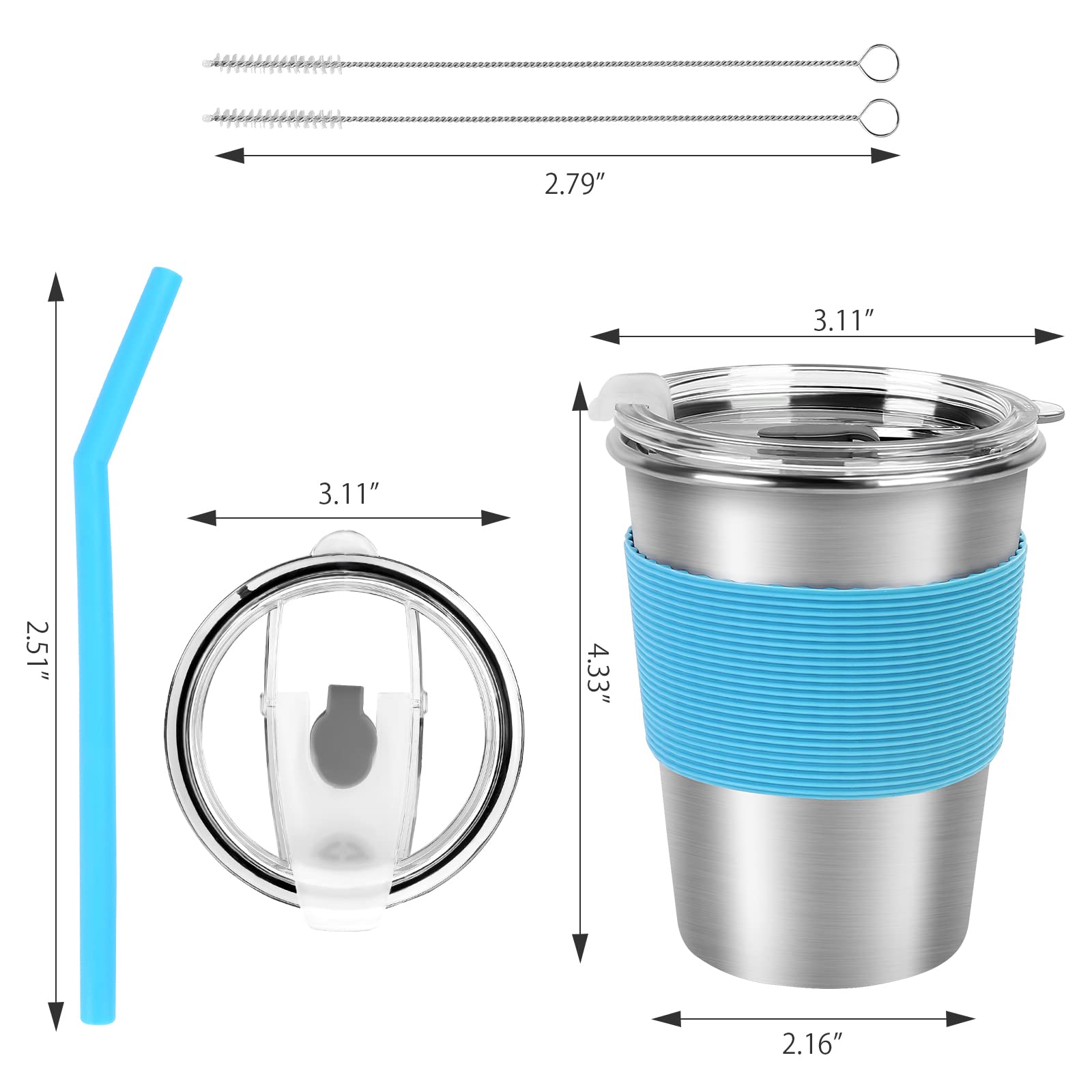 Yummy Sam 12oz Stainless Steel Kids Cups with Silicone Straws & Lids - Spill-Proof, Unbreakable Toddler Tumblers - Dishwasher Safe, Insulated Sleeve for Hot/Cold Drinks - 5 Pack - Perfect for School, Travel, and Outdoor Activities