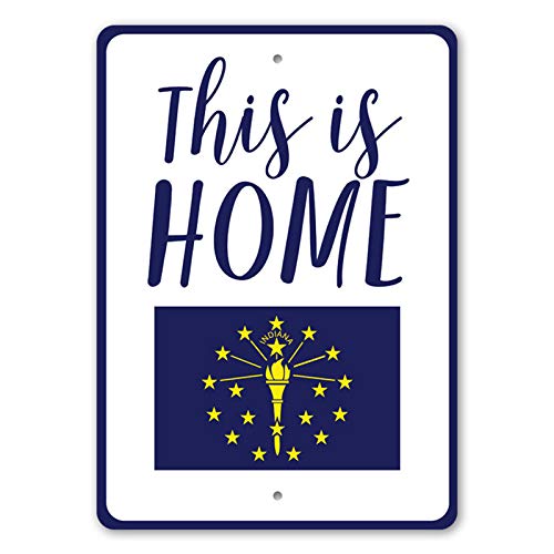 Indiana Home Sign - Patriotic Aluminum Wall Decor for Home & Office - 10