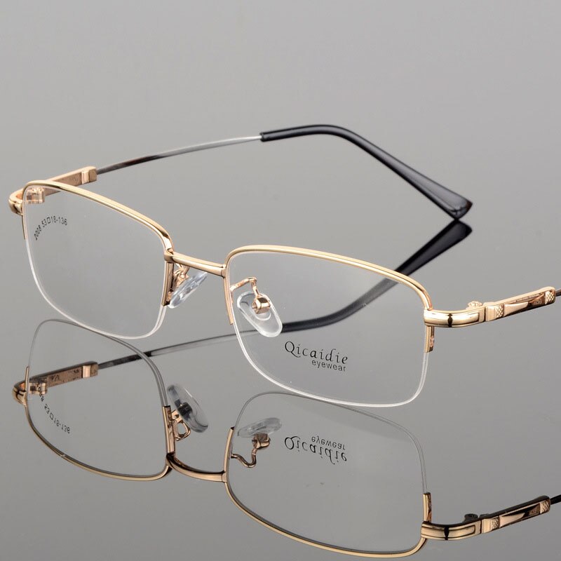 Bclear Men's Semi-Rim Square Alloy Eyeglasses - Lightweight Metal Frame Glasses for Men - Perfect for Office, Reading & Everyday Use (2008 Collection)