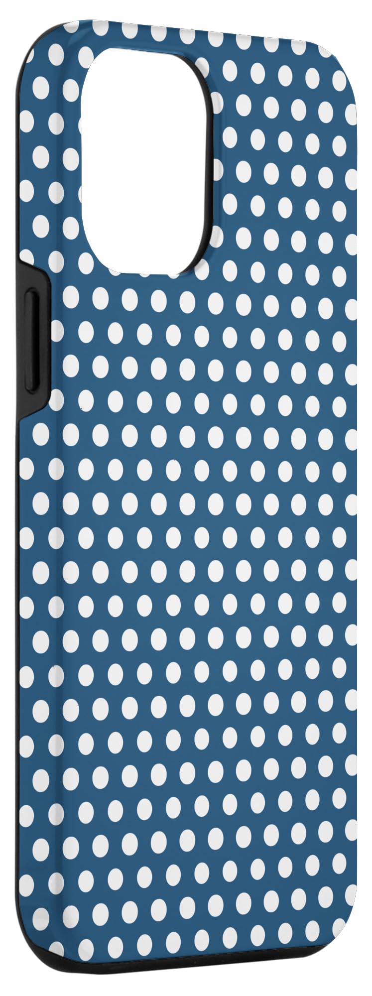 iPhone 12 Pro Max Case - White with Navy Blue Polka Dots | Premium Protective Phone Cover | Perfect Gift for iPhone Users | Ideal for Everyday Use, Travel & Special Occasions