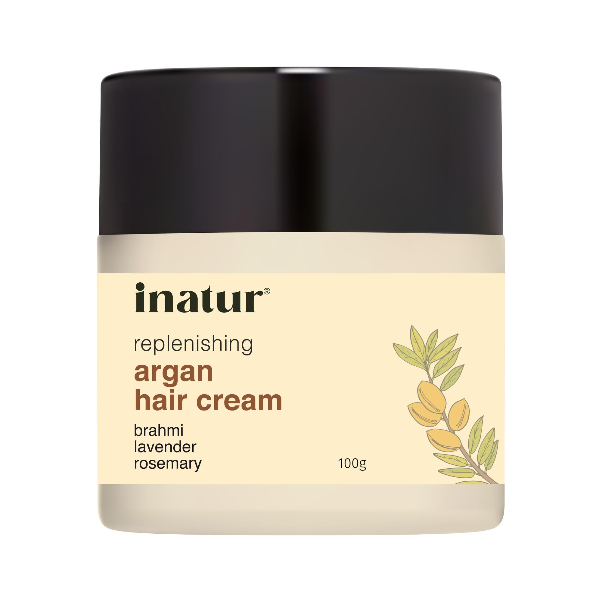 inatur Argan Oil Hair Cream for Frizzy Hair - Daily Styling & Frizz Control | Natural Vegan Hair Cream for Women & Men | Smooths & Nourishes Dry Damaged Hair | Perfect for Daily Use at Home, Work or Travel | 100g