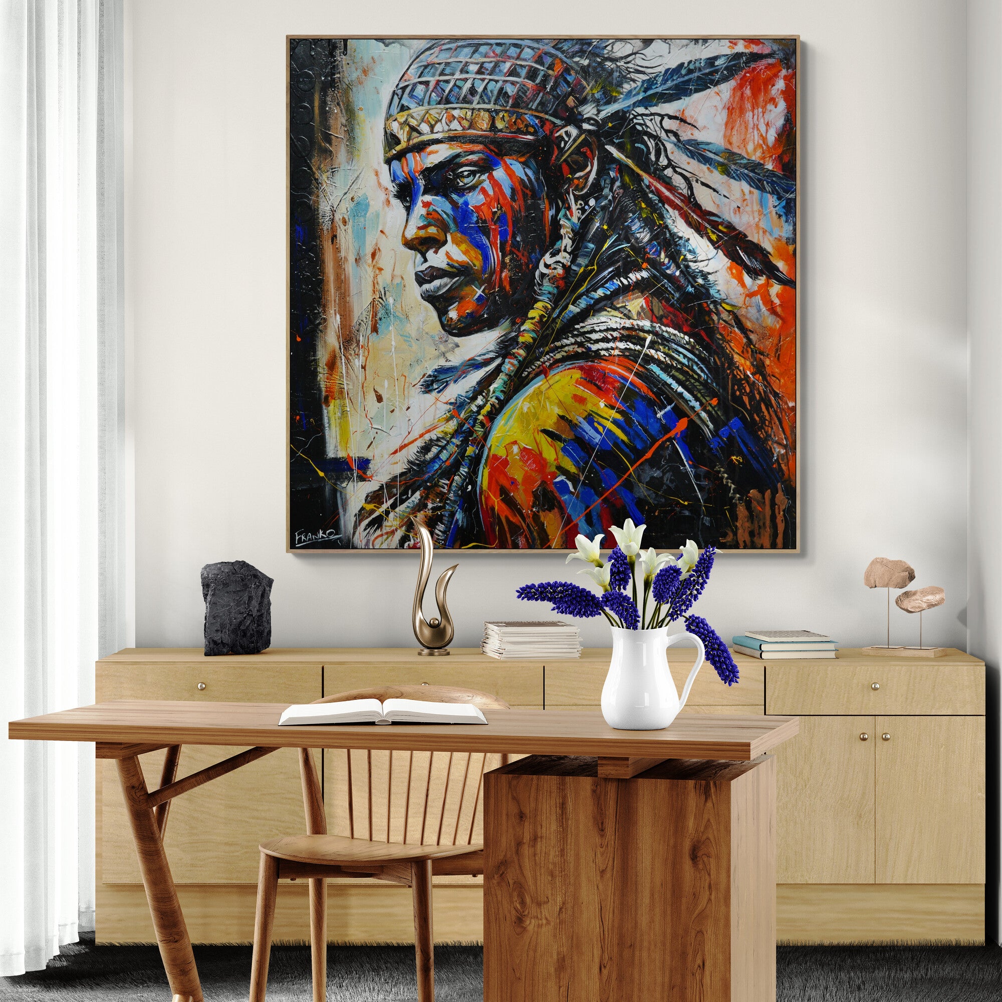 Brave and Beautiful Abstract Realism Textured Framed Painting - 48x48 Inch Large Wall Art for Living Room, Bedroom & Office Decor | Premium Canvas Artwork