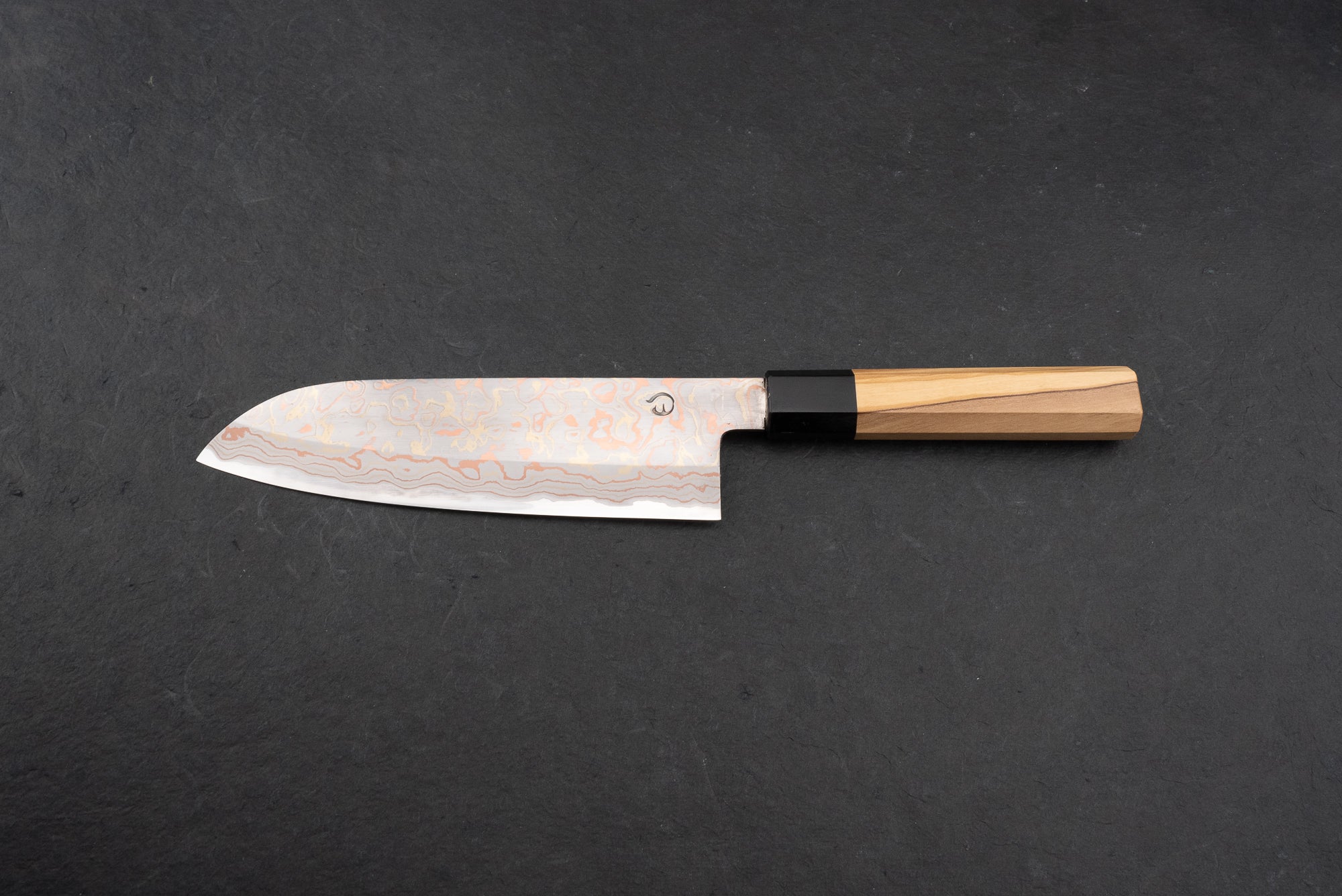 Premium Mutsumi Hinoura V-Toku Rainbow Damascus Santoku Knife 165mm - Japanese Kitchen Knife for Slicing, Dicing & Chopping Vegetables, Meat & Fish