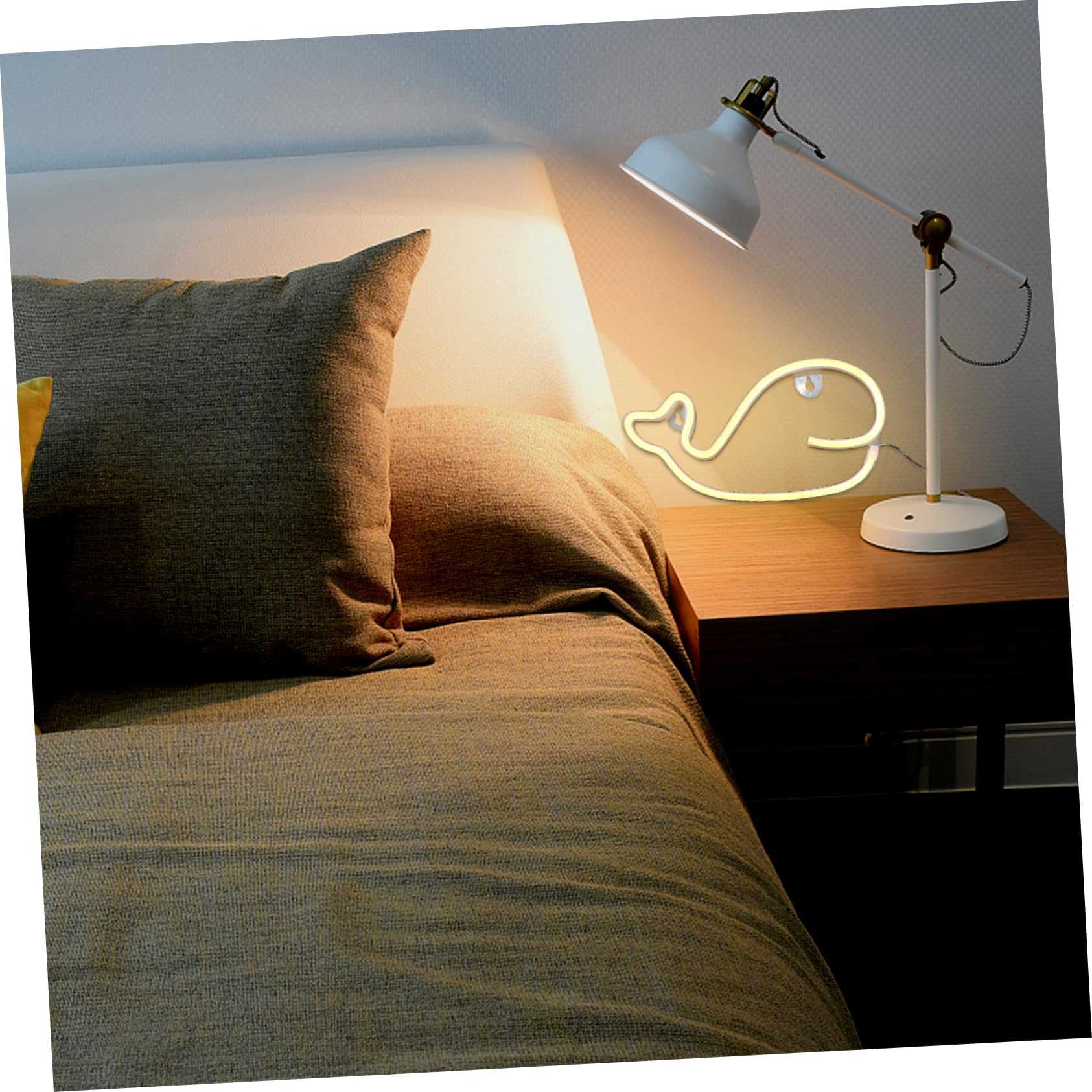 Angoily Whale Pattern Neon LED Lamp - Battery Powered Night Light for Kids Room Decor, Nursery, Bedroom & Party Decoration