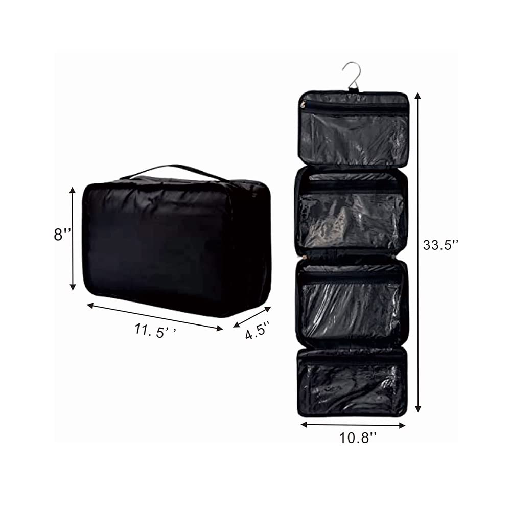Versatile Hanging Travel Organizer Bag for Toiletries, Cosmetics & Shaving Kit - Black | Perfect for Home, Gym & Business Trips