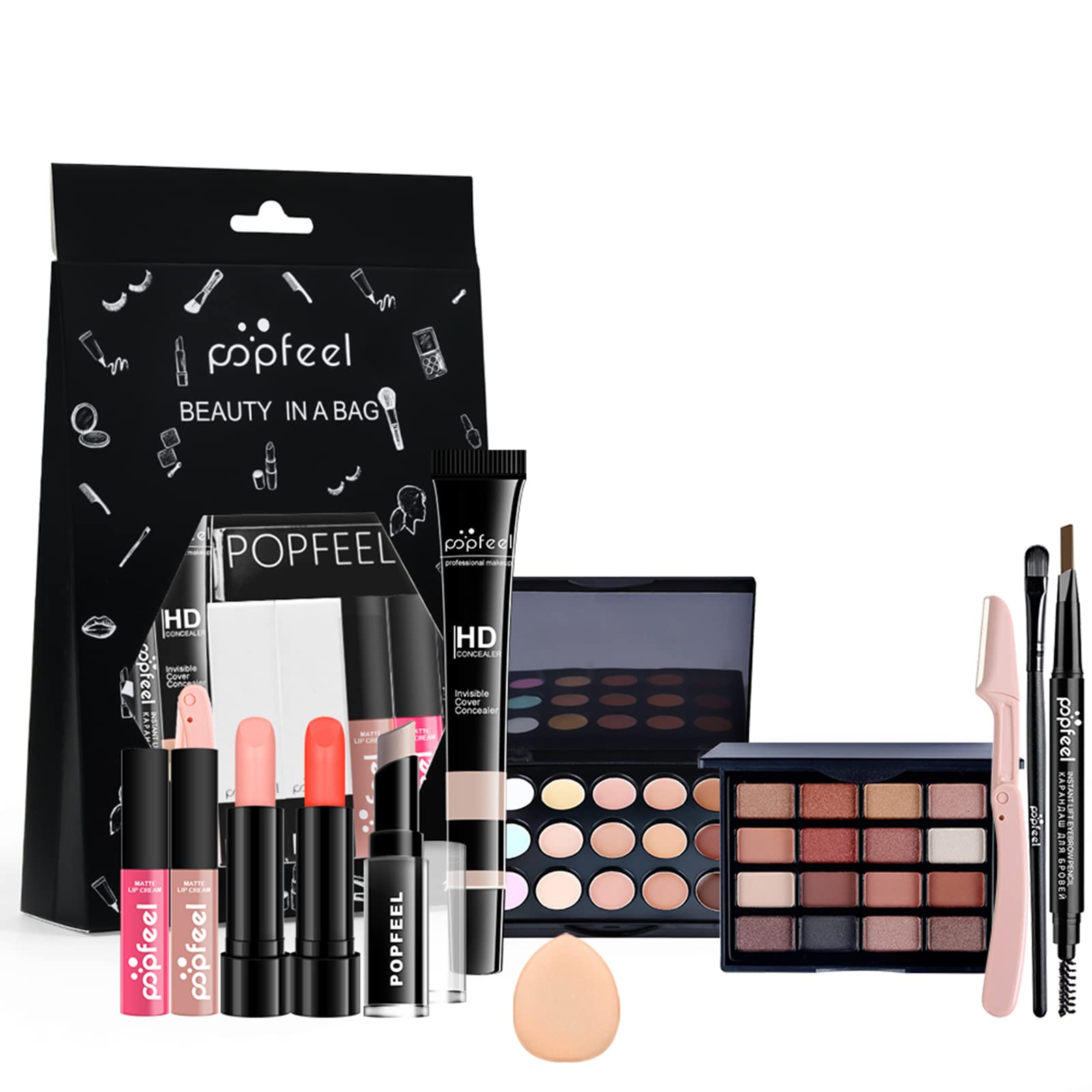 Joyeee All-in-One Makeup Kit for Women - Complete Cosmetic Set with Eyeshadow, Lipstick, Lip Gloss, Concealer & Eyebrow Pencil | Perfect Makeup Gift Set for Beginners & Essential Starter Bundle | Great for Everyday Use, Special Occasions & Travel
