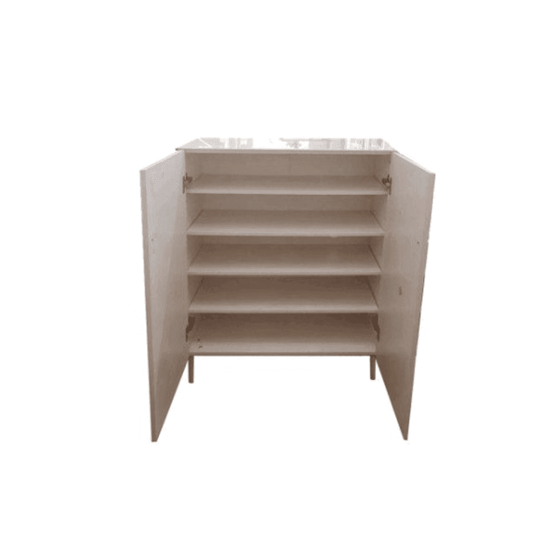 Linne 2 Door White Shoe Storage Cabinet 80cm - Space Saving Entryway Organizer for Hallway, Closet & Mudroom Organization