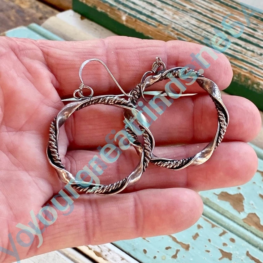 Vintage Mexican Sterling Silver Hoop Earrings for Women - Handmade Pierced Dangle Earrings for Everyday Wear, Parties & Gifts