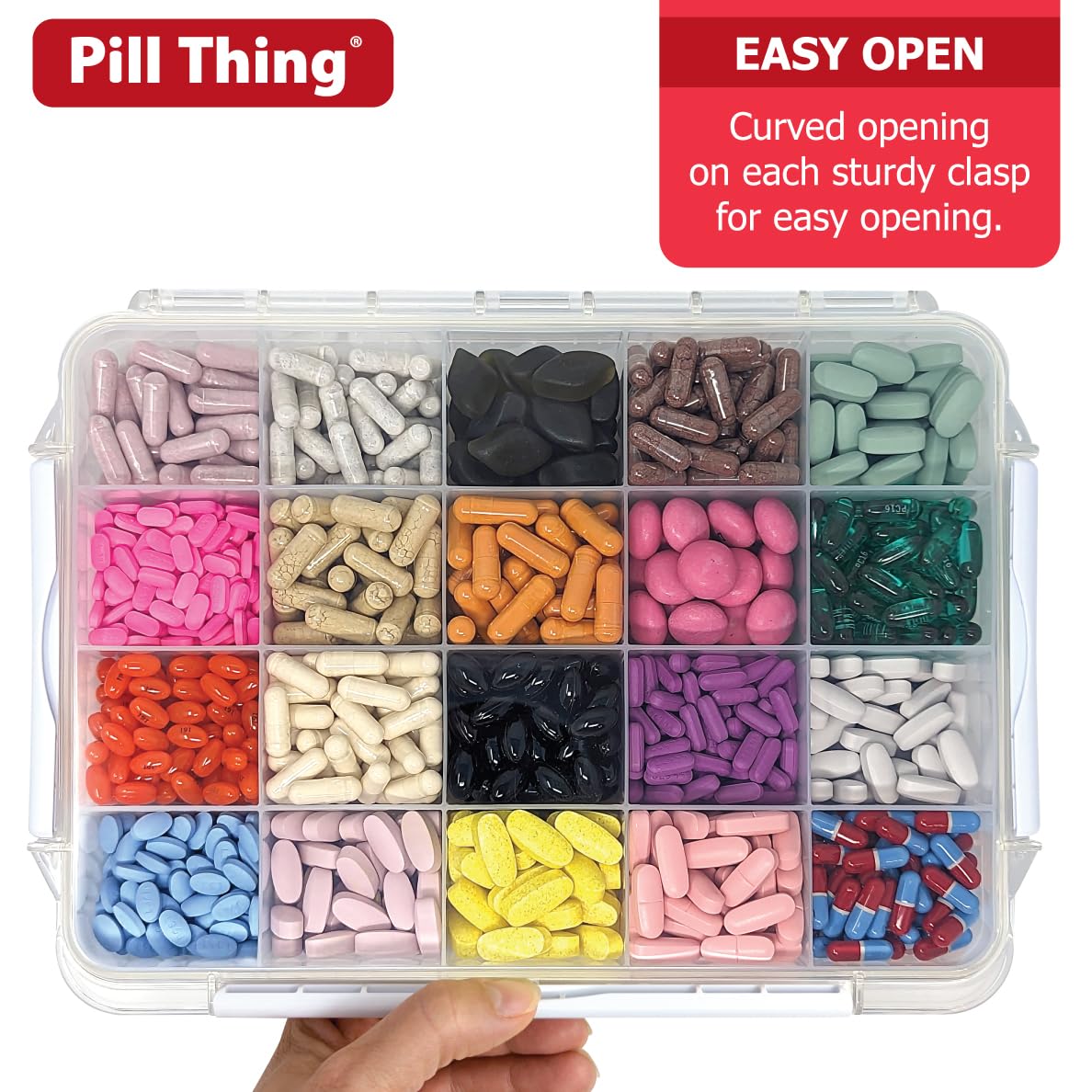 Large Monthly Pill Organizer with Built-in Handle - Deep Compartment Medicine Case with Airtight Lid - Travel Pill Box for Daily Medication & Vitamins - Perfect for Home, Office, and Travel Use