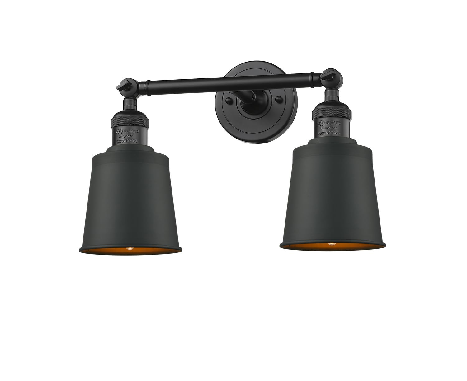 Innovations 208L-BK-M9-BK 2-Light Vertical Bathroom Vanity Light Fixture in Matte Black - Perfect for Modern Bathroom, Powder Room, and Dressing Room Lighting
