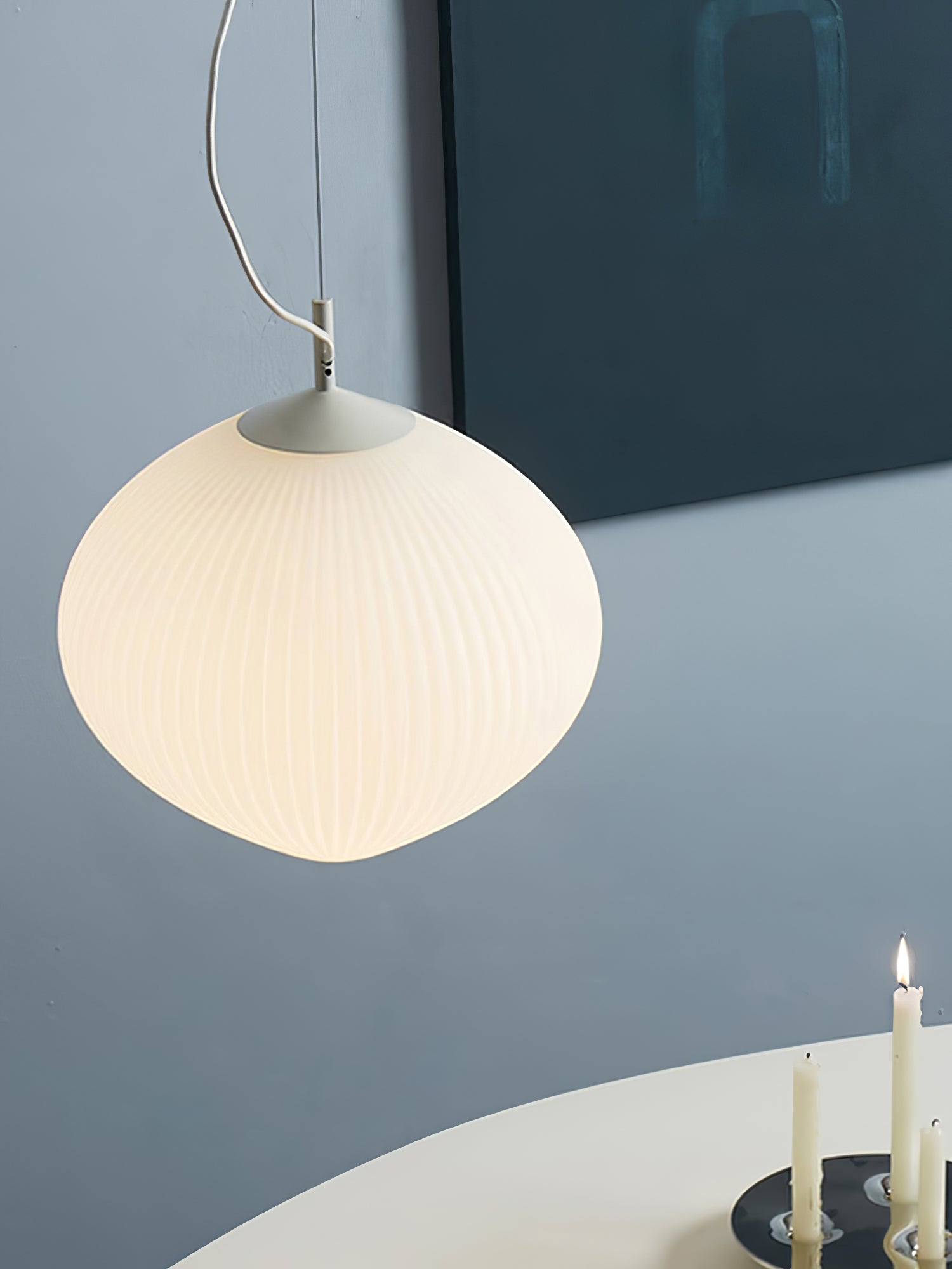 Modern Lamella Pendant Light - Adjustable LED Hanging Fixture for Kitchen Island, Dining Room & Bedroom Lighting - Dimmable Industrial Chandelier with Wooden Slats