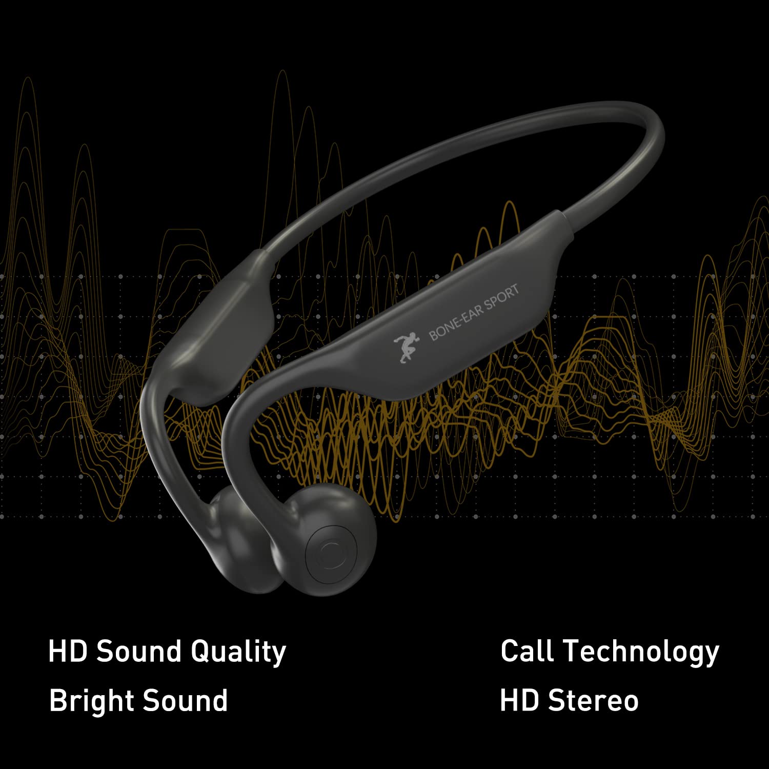 Doqo Open Ear Bone Conduction Headphones with MIC - Wireless Bluetooth 5.2 Sport Headset, IP65 Sweatproof for Running, Cycling, Hiking & Yoga - Comfortable for Workouts, Commuting & Outdoor Activities (Frosted Black)