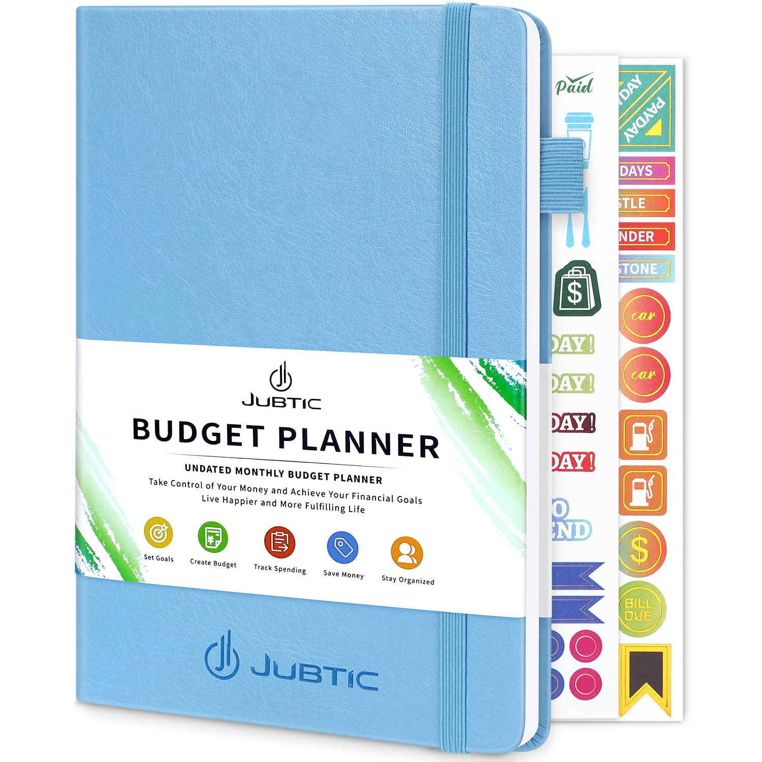 JUBTIC 2025 Budget Planner - Monthly Financial Organizer & Expense Tracker Notebook | Undated 12-Month A5 Bill Book in Sky Blue | Perfect for Personal Finance, Money Management & Budget Planning