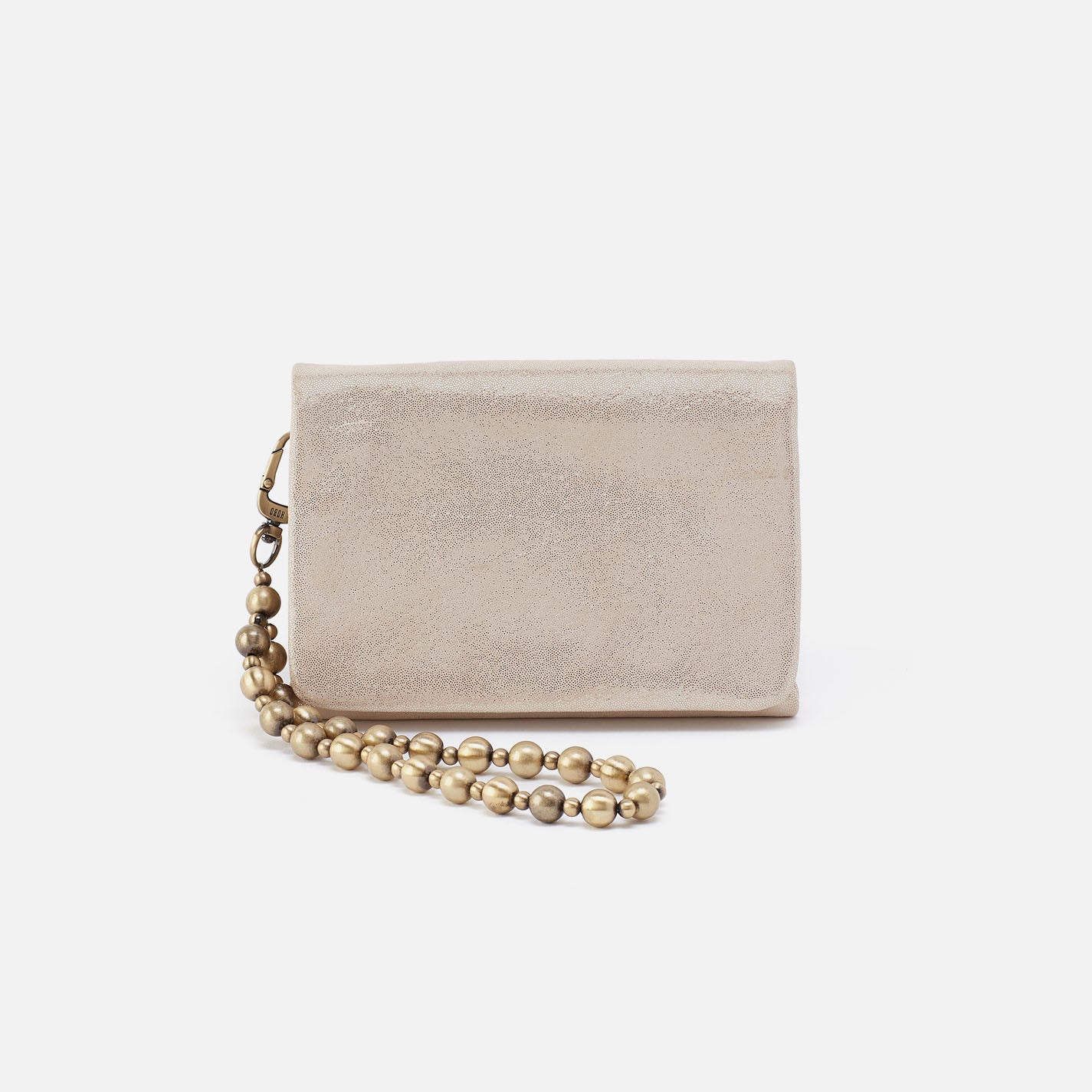Ross Bead Wristlet in Metallic Leather - Sand Shimmer | Trendy Women's Clutch Purse for Evening Parties, Weddings & Special Occasions