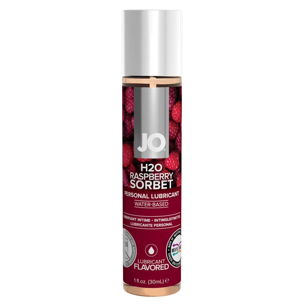 JO H2O Raspberry Sorbet Flavored Personal Lubricant - Water-Based, Long-Lasting, Safe for Sensitive Skin - Perfect for Couples & Intimate Moments