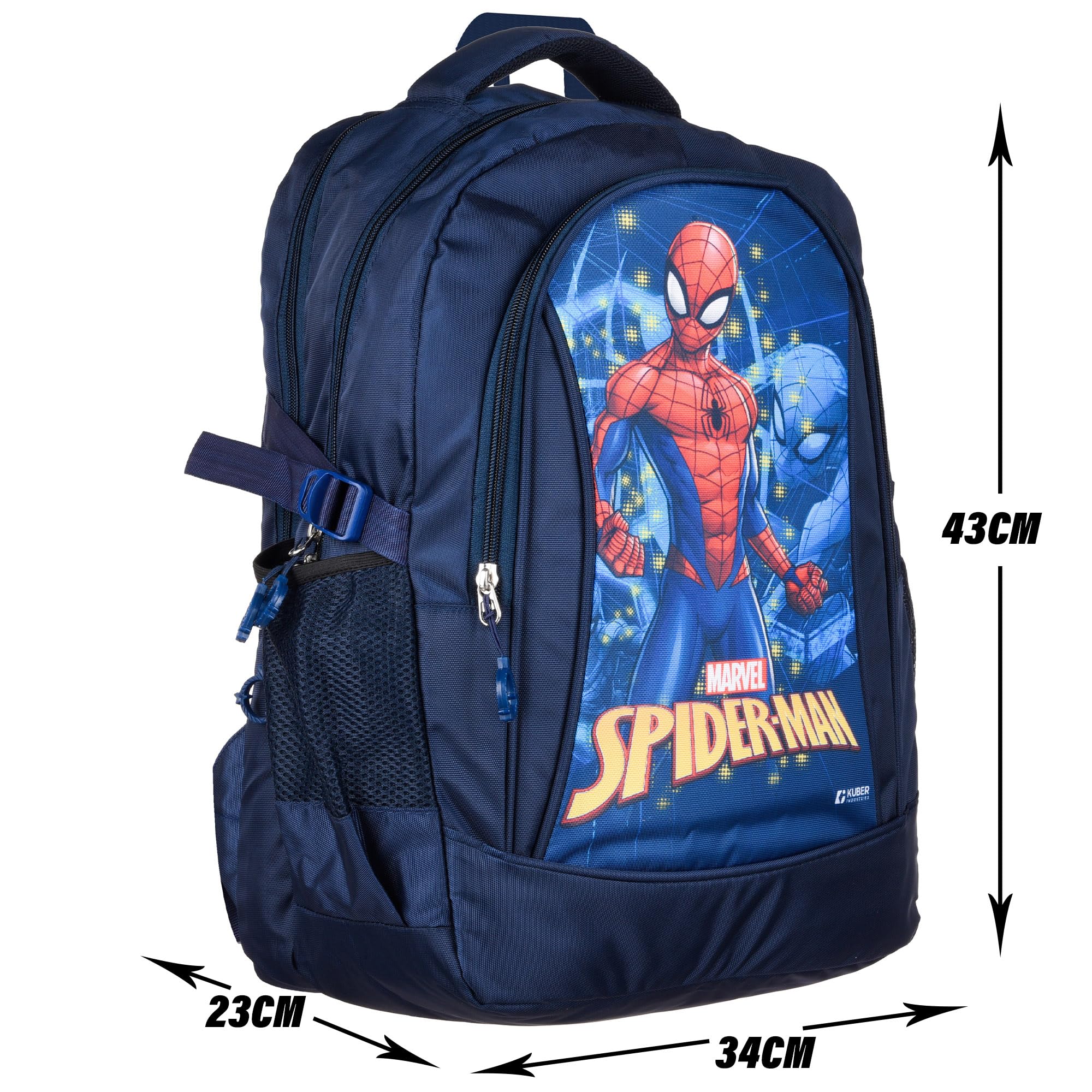 Kuber Industries Marvel Spider-Man Backpack for Kids - 3 Compartment School Bookbag for Boys & Girls | Navy Blue Superhero Backpack | Perfect for School, Travel & Daily Use