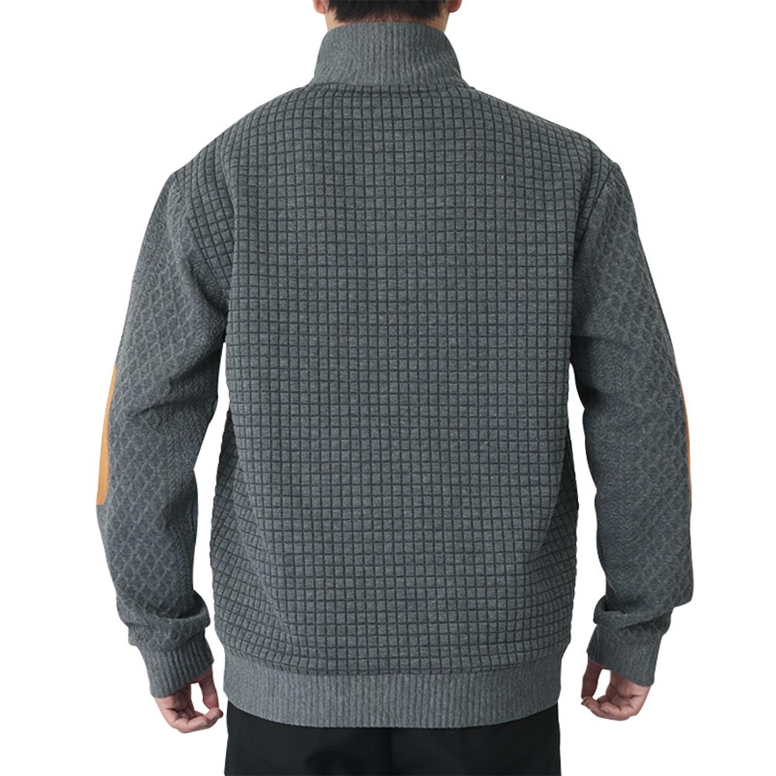 Vintage Men's Waffle Knit Sweatshirt - Long Sleeve Stand Collar Pullover with Button Up Design | Casual Winter Wear, Outdoor Activities & Layering Essential