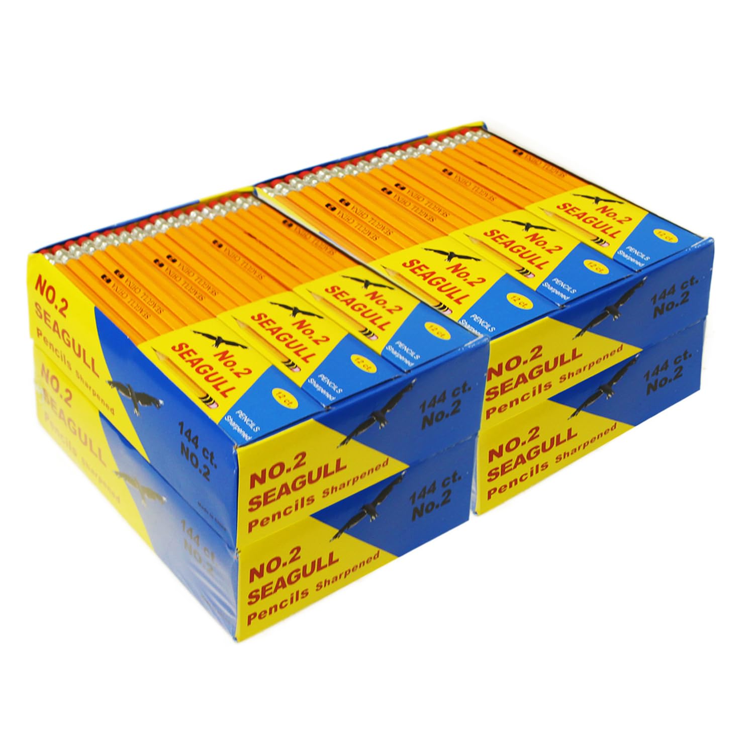 576 Count Bulk Pack Pre-sharpened No.2 HB Pencils with Erasers - Yellow School Pencils for Writing, Drawing & Sketching - Teacher Supplies, Classroom Essentials & Kids Party Favors (4 Boxes of 144) - Perfect for Back to School, Office Use & Art Projects