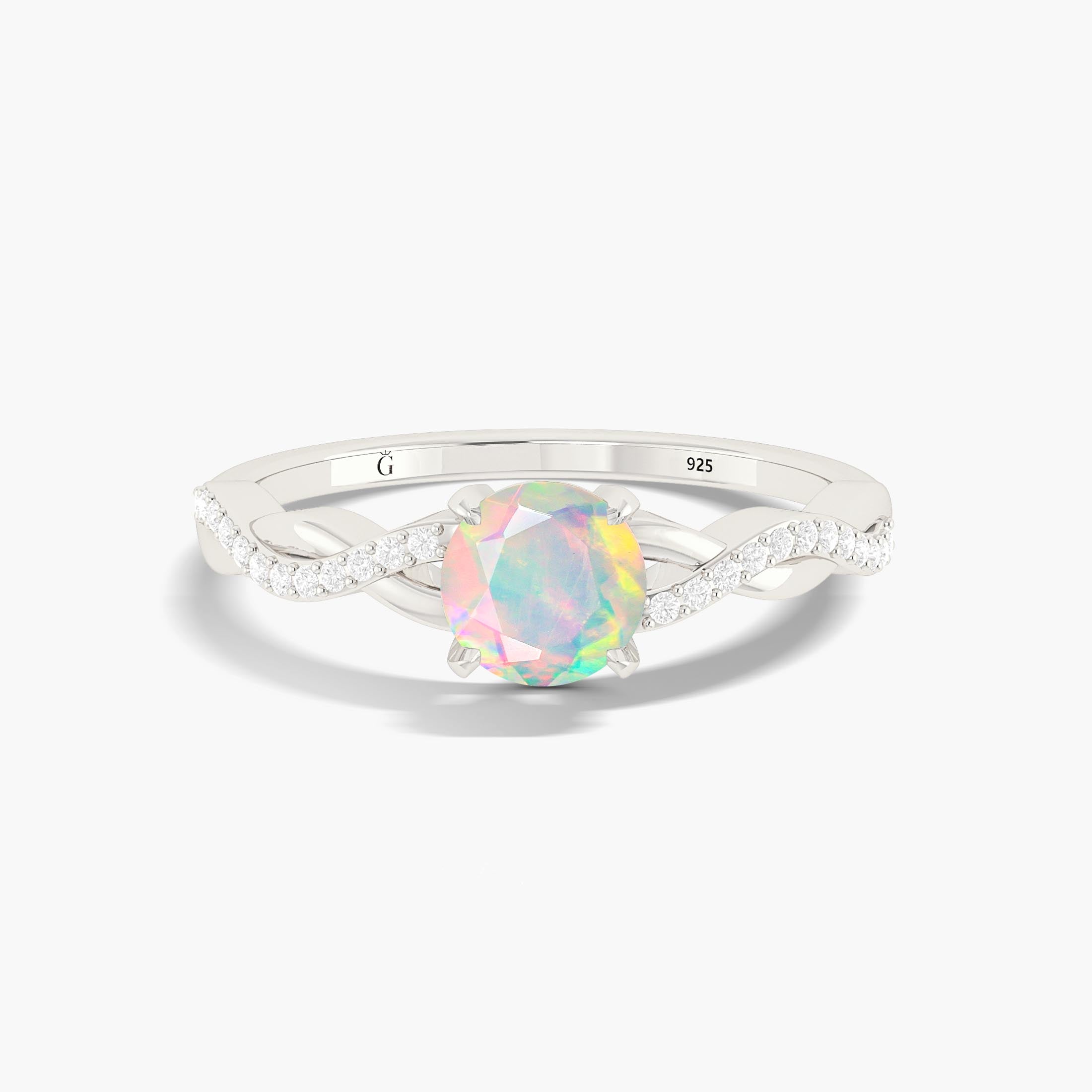 Ethiopian Opal Engagement Ring - Round Black Fire Opal Ring for Women, 14K Gold/Platinum/Silver, Perfect for Wedding, Proposal, Anniversary & Special Occasions