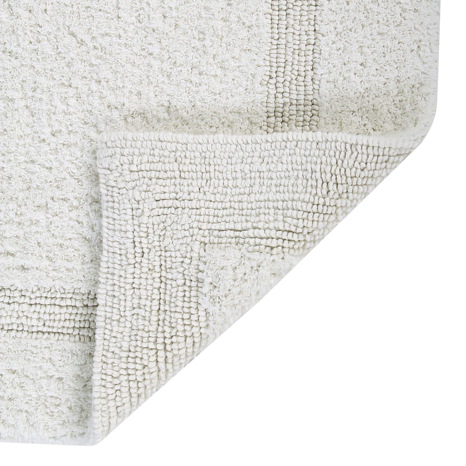 Better Trends 2-Piece Cotton Bathroom Mat Set - Machine Washable, Reversible & Quick-Dry Bath Mats for Bathroom - Soft, Comfortable & Water Absorbent Bath Rug Set (Ivory Lux Collection) - Perfect for Bathroom, Shower & Spa Areas