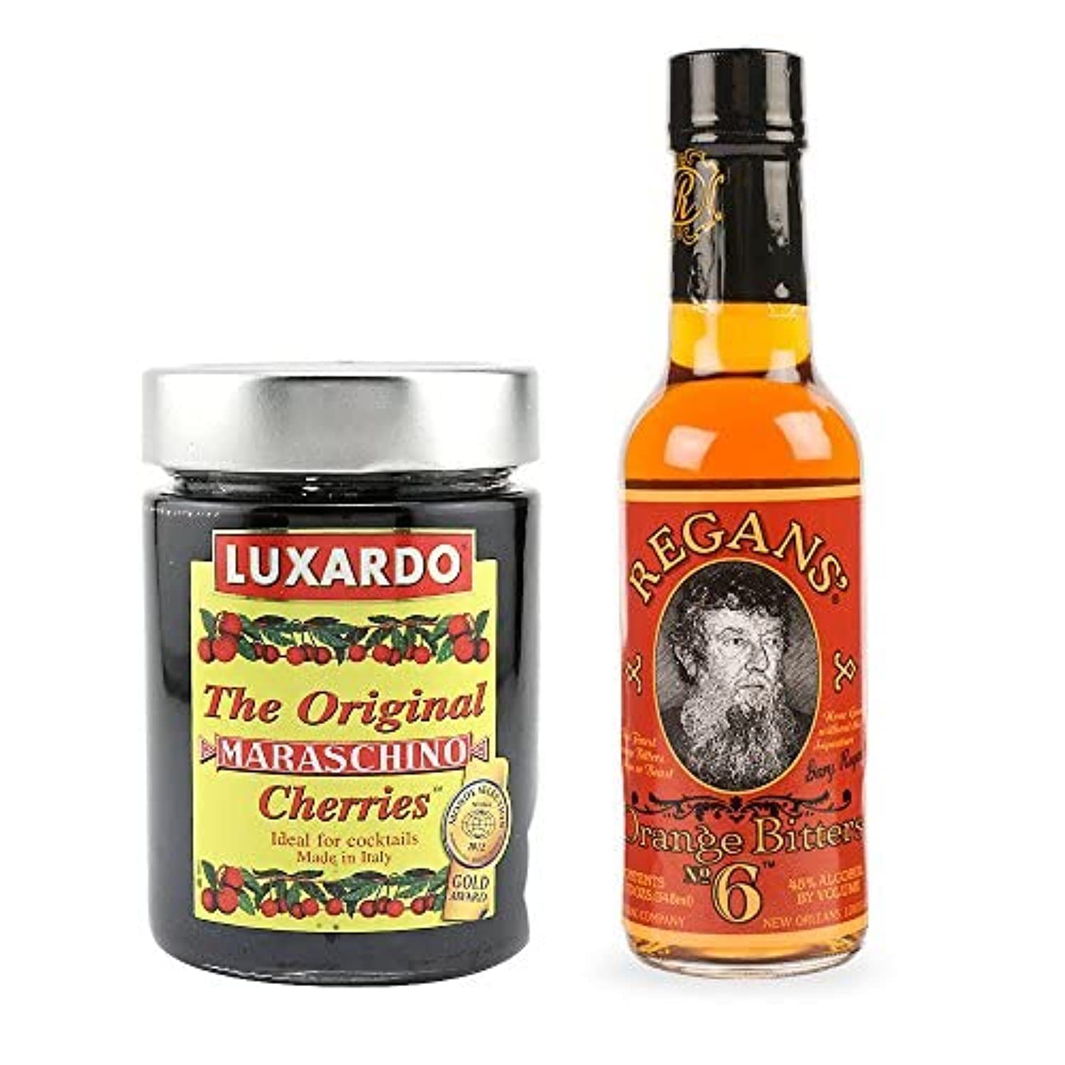 Premium Manhattan Cocktail Kit - Luxardo Maraschino Cherries (400g Jar) & Regan's Orange Bitters (5 oz) - Perfect for Home Bars, Cocktail Parties & Gift Giving