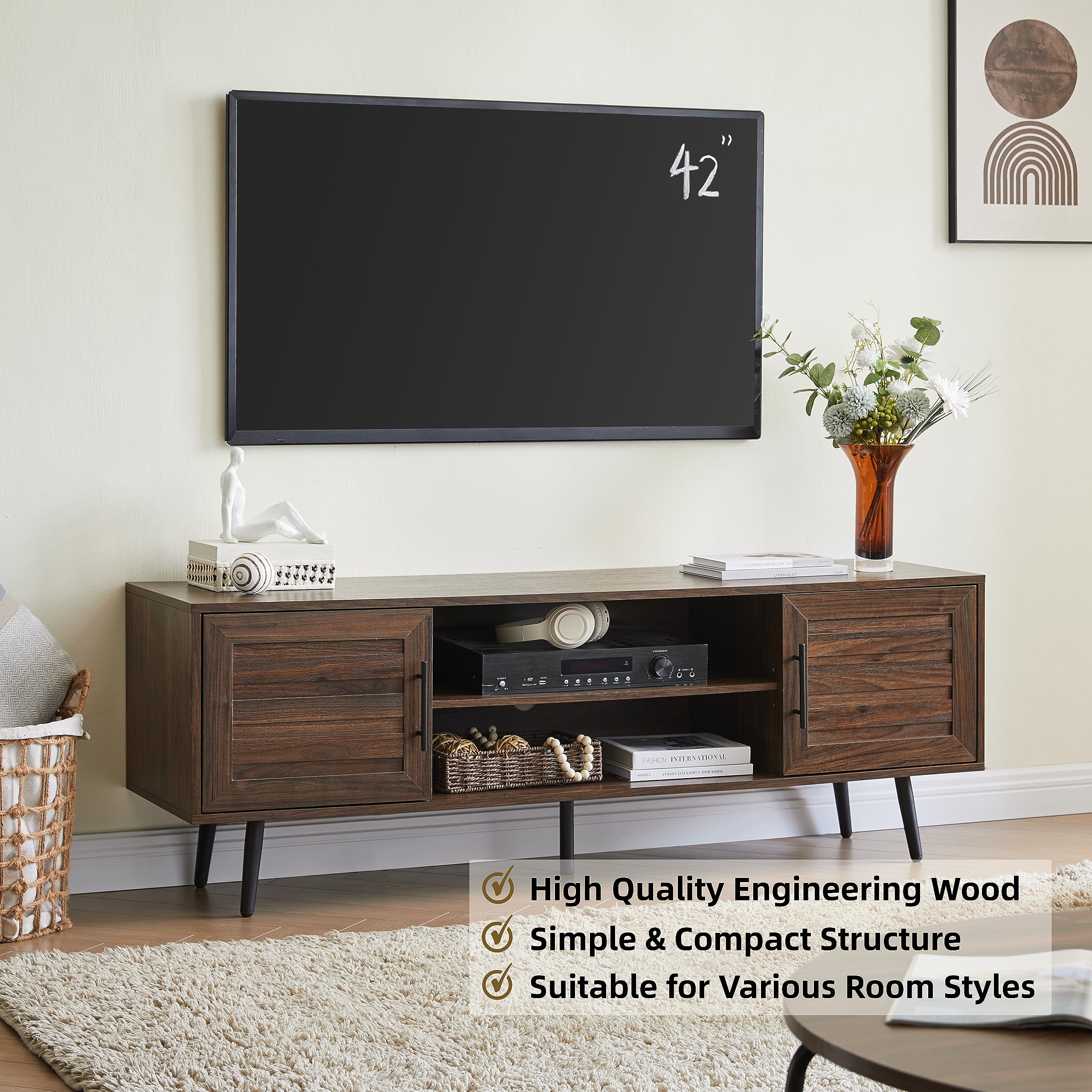 Mid Century Modern TV Stand for 65