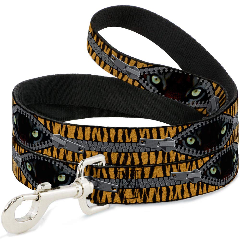 Buckle-Down 6FT Pet Leash for Dogs with Tiger Eyes Design - 1 Inch Wide Nylon Dog Walking Lead - Perfect for Daily Walks, Hiking & Outdoor Adventures