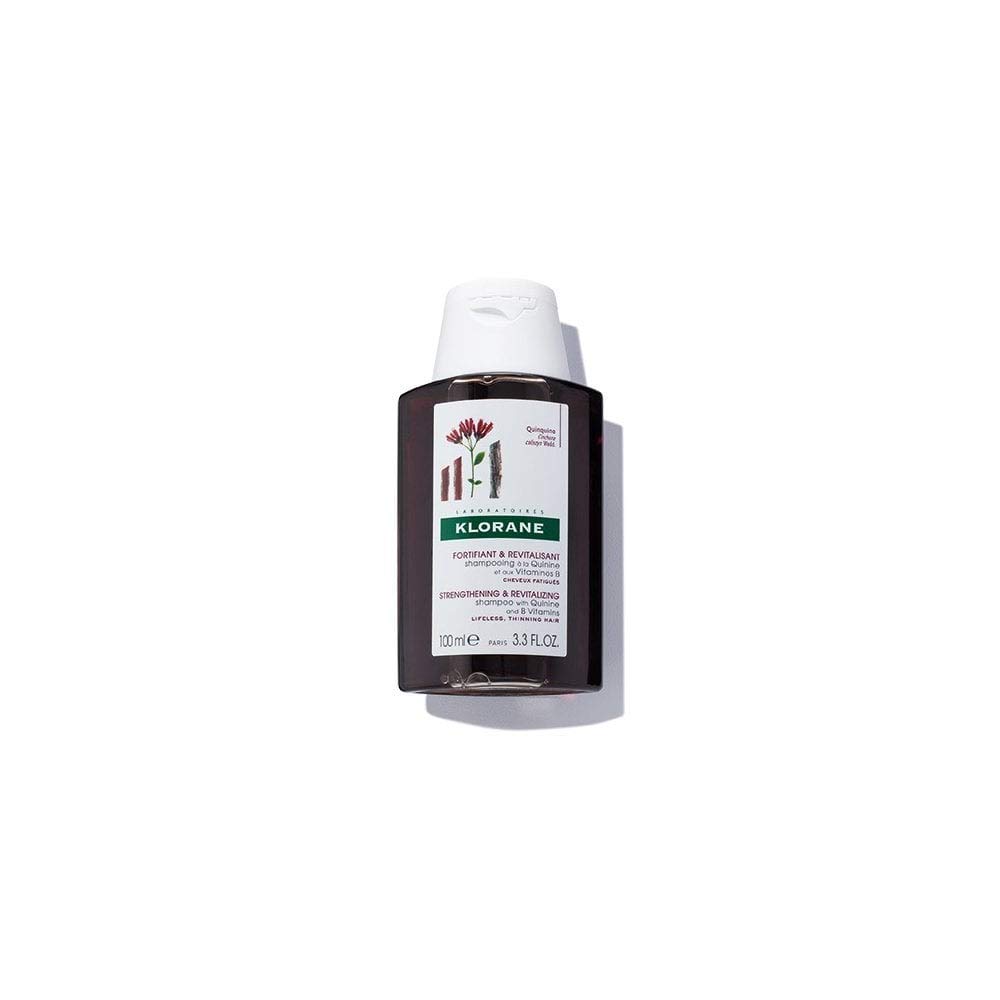 Klorane Strengthening Shampoo with Quinine & B Vitamins for Thinning Hair - 100ml Bottle - Promotes Hair Growth & Reduces Breakage - Ideal for Daily Hair Care Routine