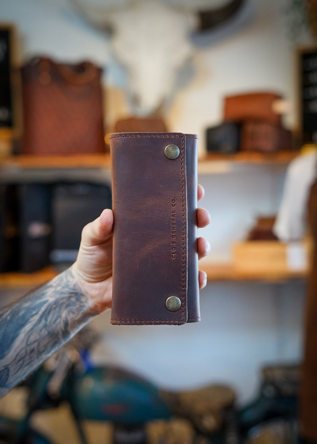 Premium Trifold Long Leather Wallet for Men - Hardtimes Brown with Flat Black Accents | Slim RFID Blocking Bifold Wallet | Perfect for Everyday Carry, Business & Travel