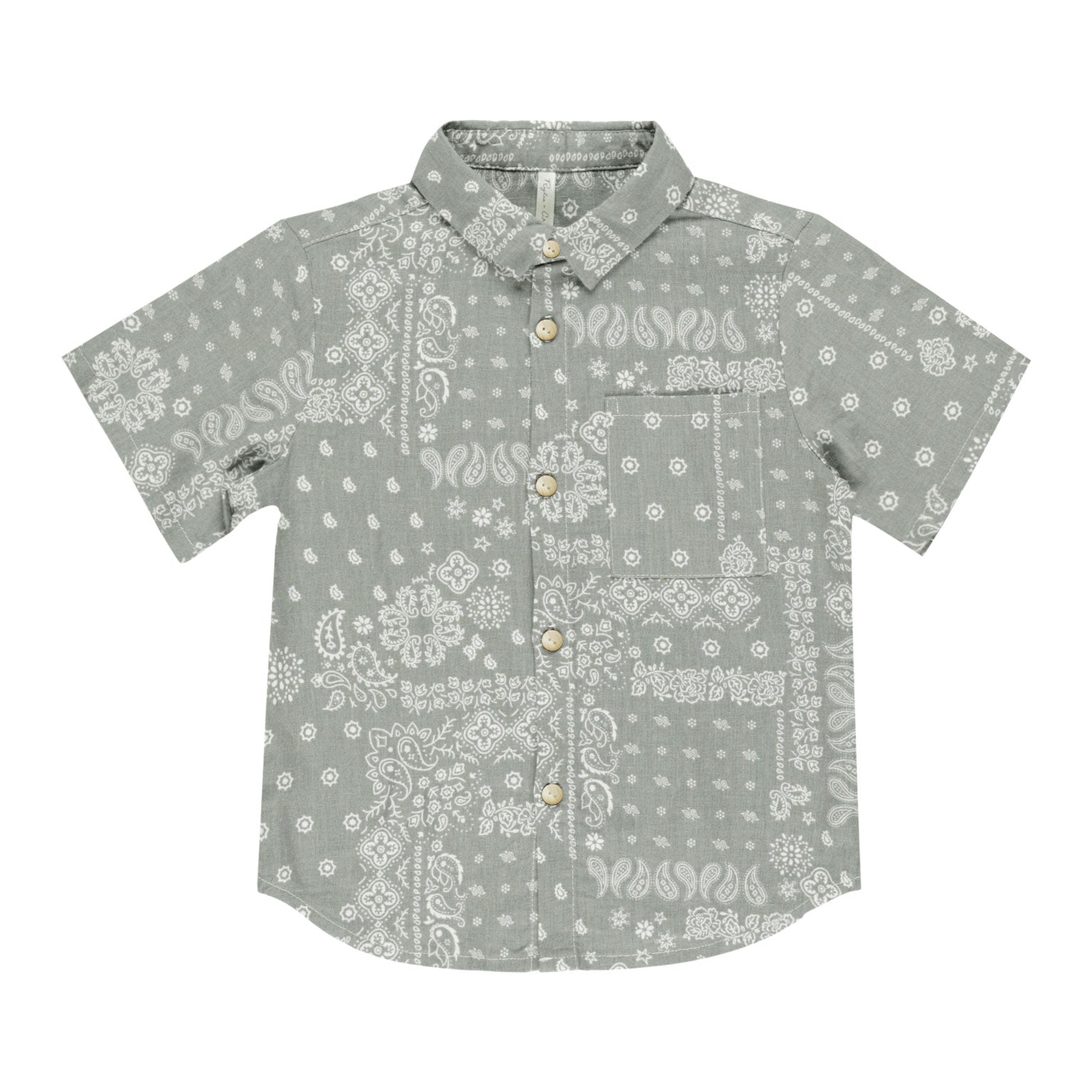 Stylish Collared Short Sleeve Shirt with Laurel Bandana Print - Perfect for Summer Outfits & Casual Wear - FINAL SALE