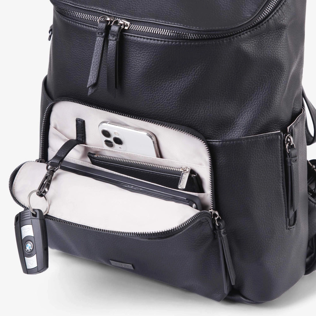 Vanchi Vegan Frankie Everyday Backpack - Lightweight Durable Laptop Backpack for Work & Travel, Water-Resistant Black Daypack - Perfect for Commuting, School & Outdoor Adventures