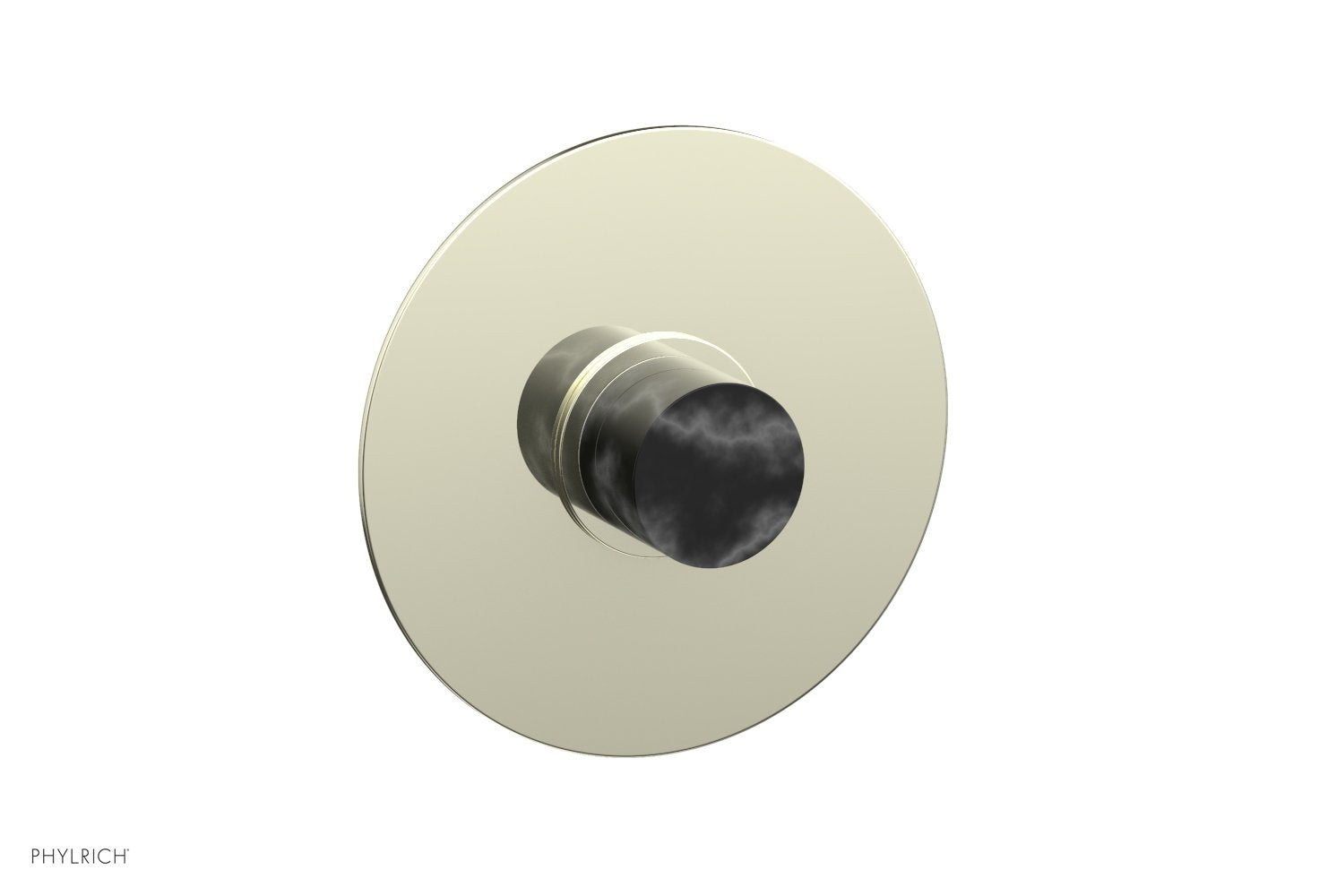 BASIC II Pressure Balance Round Shower Plate & Handle Trim Kit - Black Marble Handle 4 182 - Perfect for Modern Bathroom Renovations and Spa-Like Shower Experiences