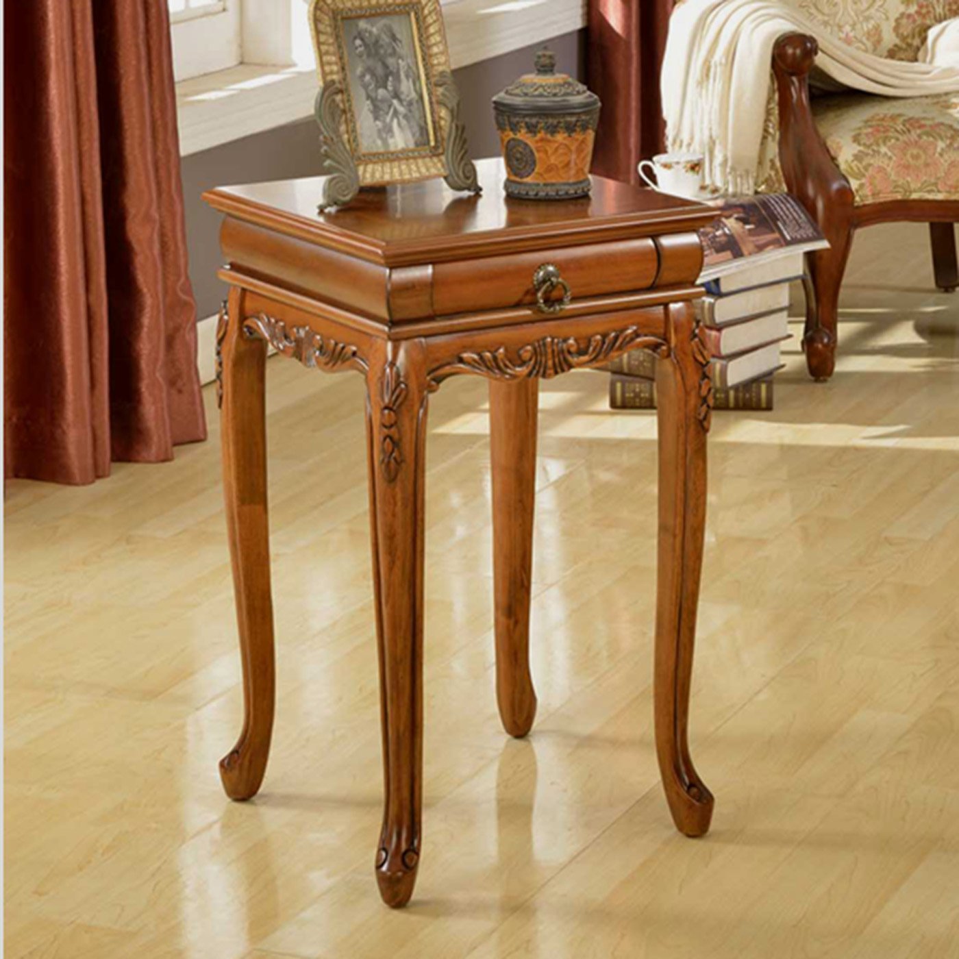 Handcrafted Cedar Wood Side Table with Unique Shaped Legs - Perfect for Living Room, Bedroom, or Outdoor Patio Furniture