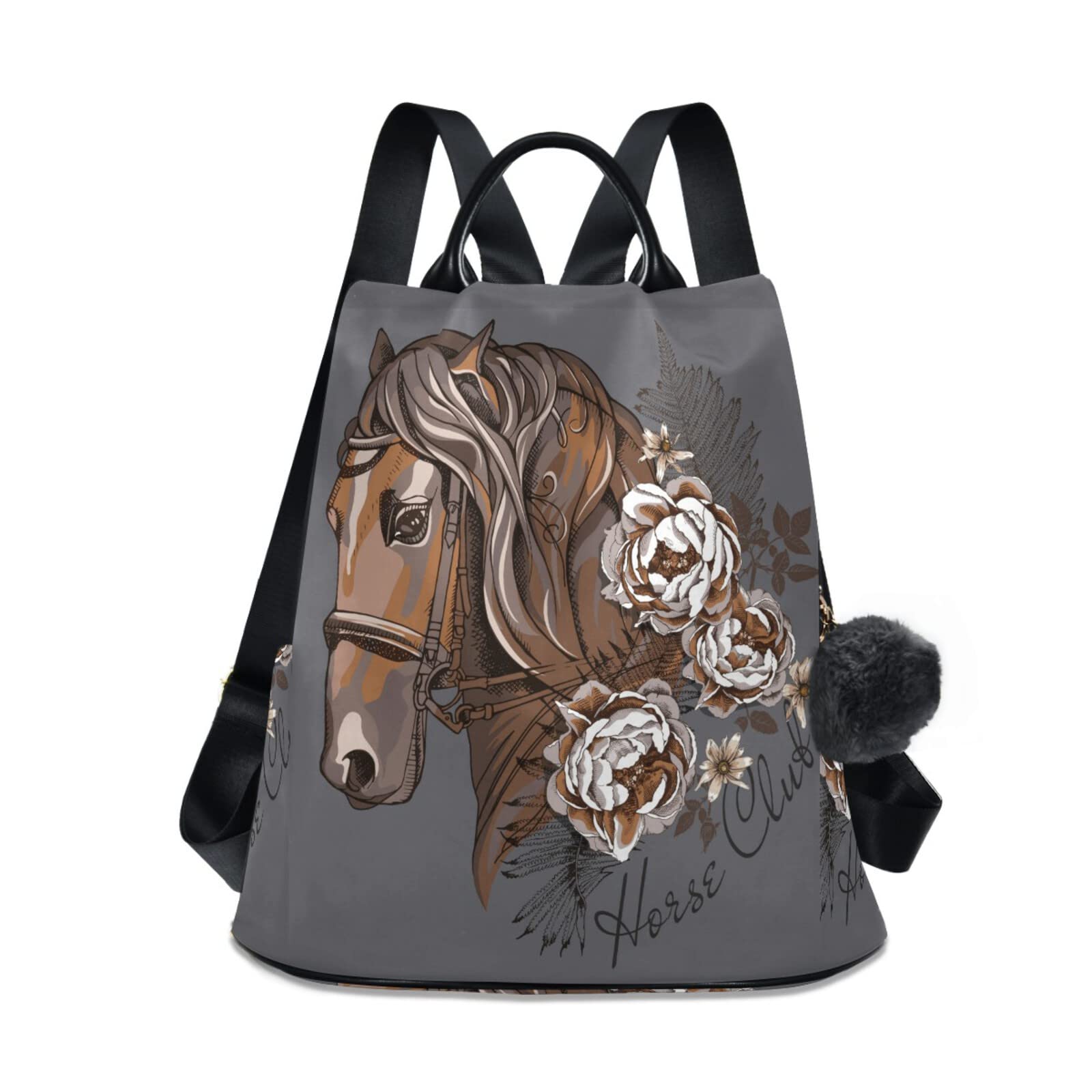 Floral Horse Backpack for Women - Large Capacity Travel & School Bag for Girls