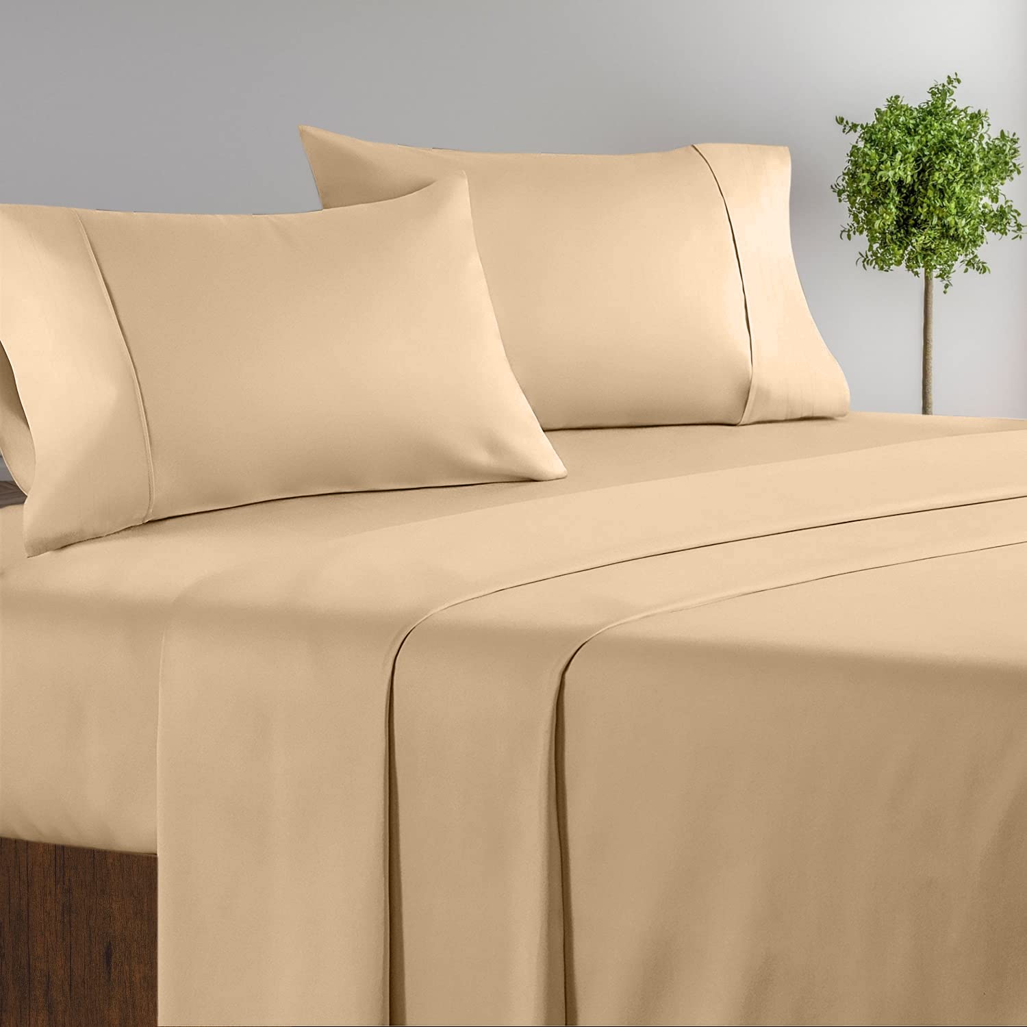 Luxurious 1000 Thread Count 100% Egyptian Cotton 4-Piece Sheet Set with Deep Pocket (Fits Mattress Up to 19
