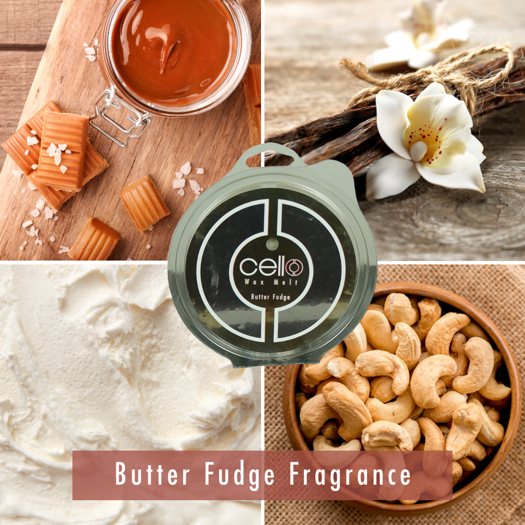 Premium Cello Wax Melts - Butter Fudge Scented Wax Cubes for Warmers | Long-Lasting Fragrance for Home, Office & Spa Relaxation