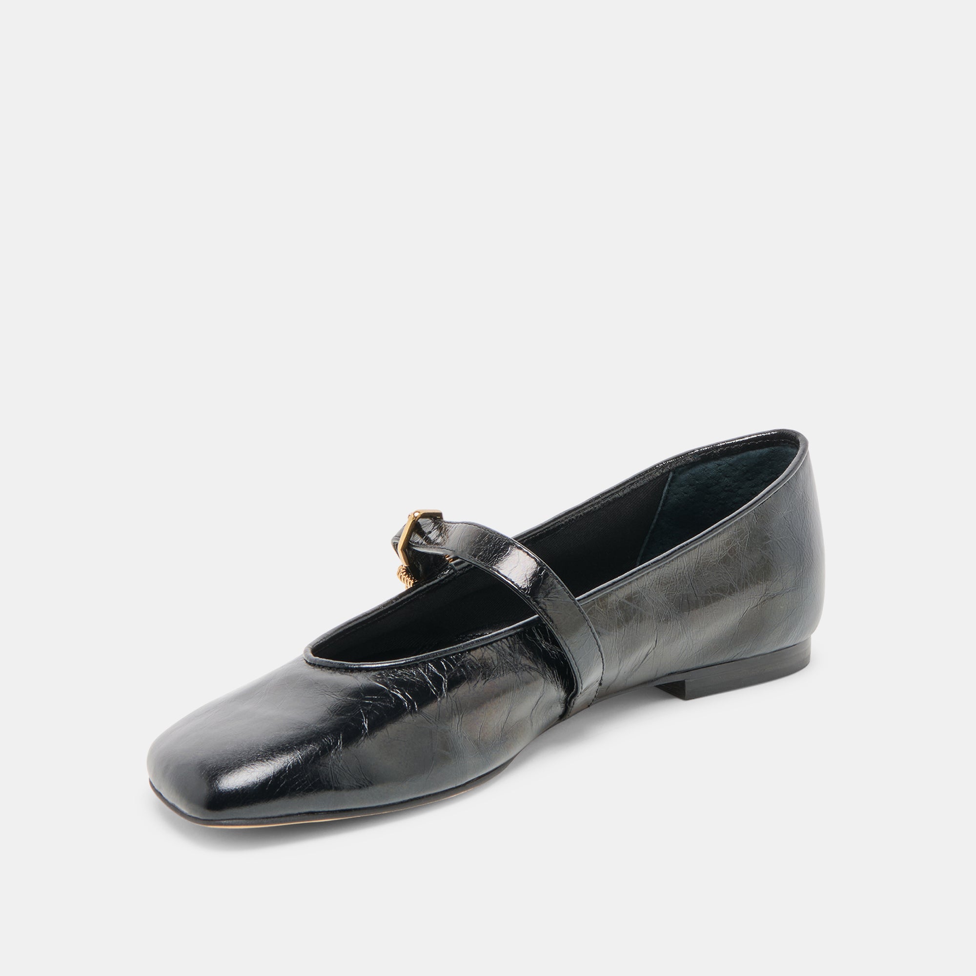 ALIZZA Women's Ballet Flats - Midnight Crinkle Patent Leather Pointed Toe Slip On Shoes for Work, Office & Casual Wear