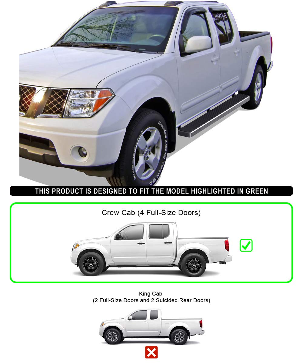APS 6-inch Wheel-to-Wheel Running Boards | Compatible with 2005-2025 Nissan Frontier Crew Cab 6ft Bed | Nerf Bars Side Steps for Off-Road & Daily Driving | Enhanced Truck Access & Style