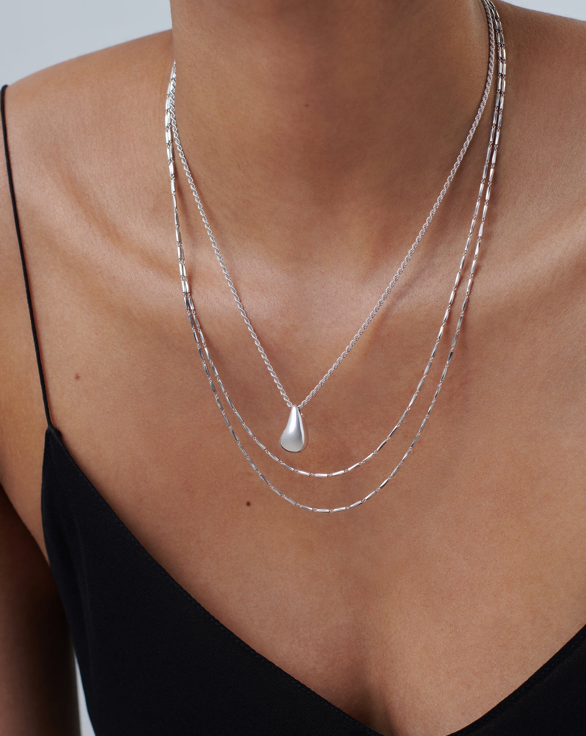 Sculptural Droplet Pendant Necklace - Sterling Silver Jewelry for Women | Elegant Gift for Her, Wedding, Anniversary & Special Occasions
