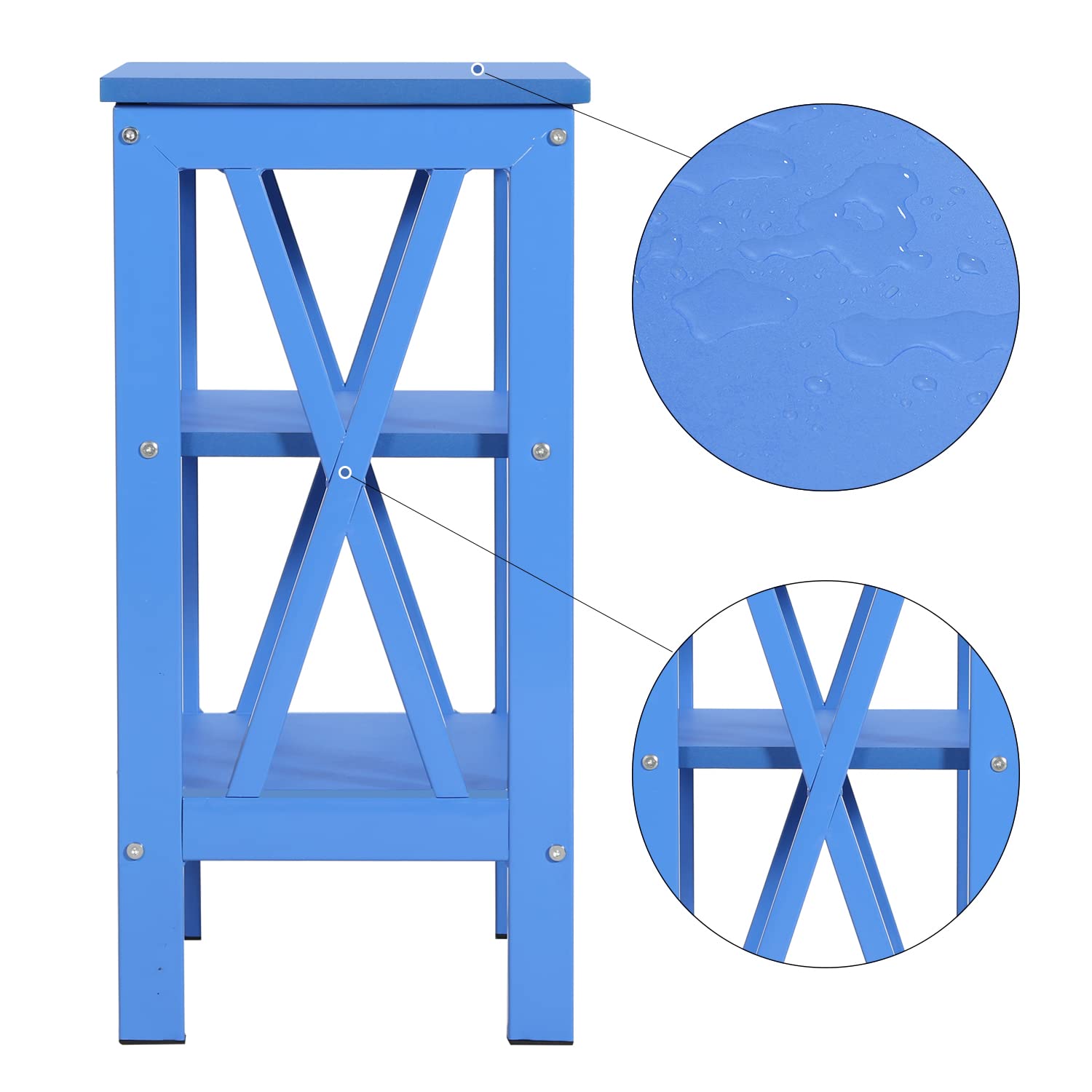 VECELO End Side Table with Storage Shelf - Nightstand for Bedroom & Living Room - Modern Furniture with Shelves - 1 Pack, Dark Blue - Perfect for Small Spaces, Apartment Decor & Storage Solutions
