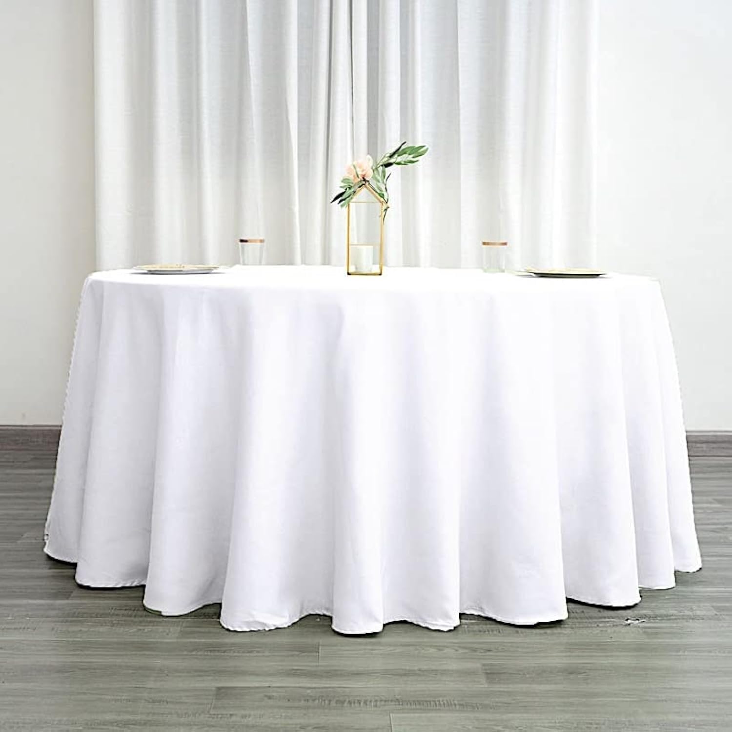 10 Pack 120 Inch Round White Polyester Tablecloths - Premium Fabric Table Cover for Wedding, Banquet, Party, Reception & Dining - Washable & Wrinkle-Resistant for Easy Home & Event Use